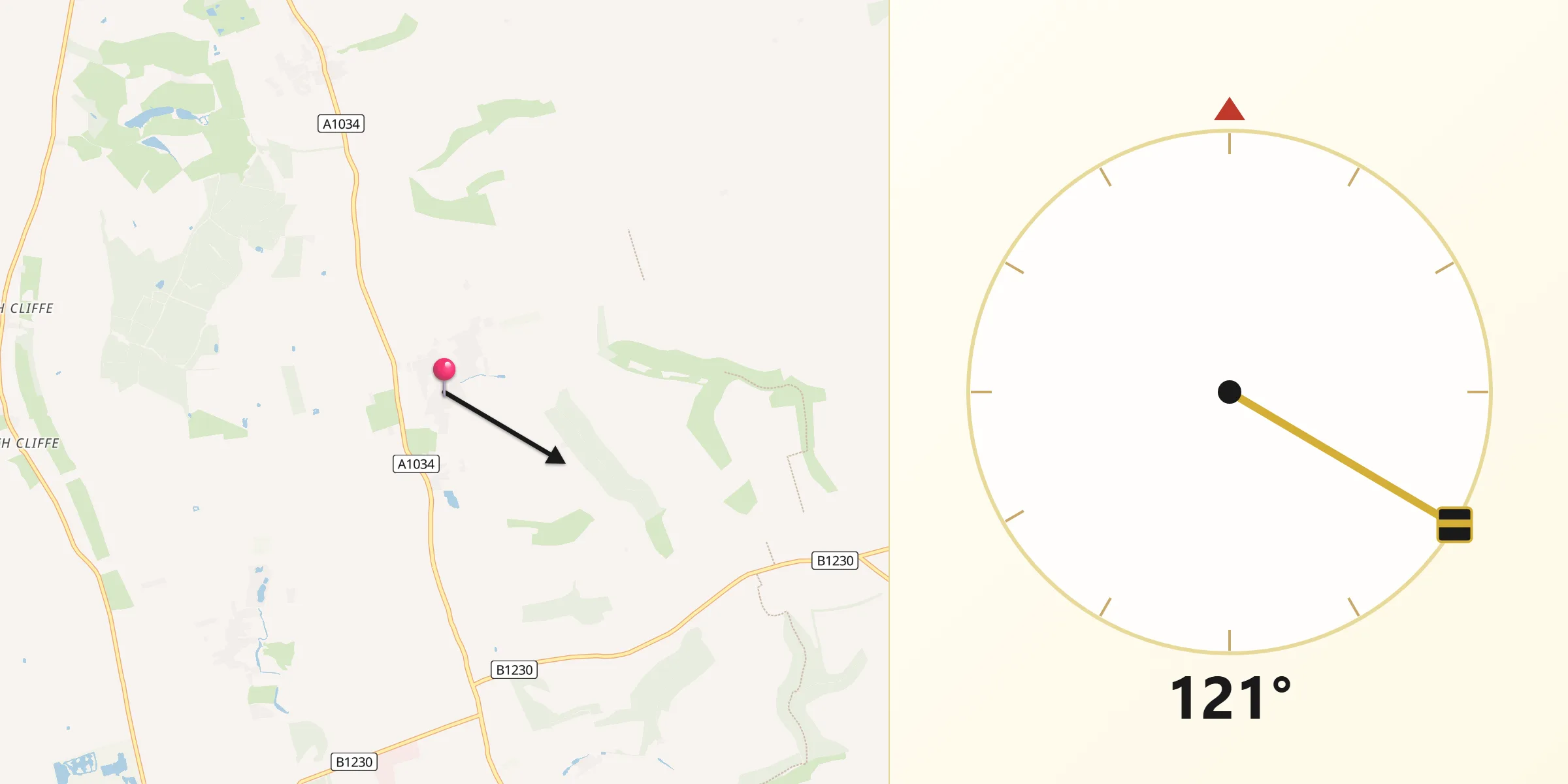 Qibla Direction from North Newbald