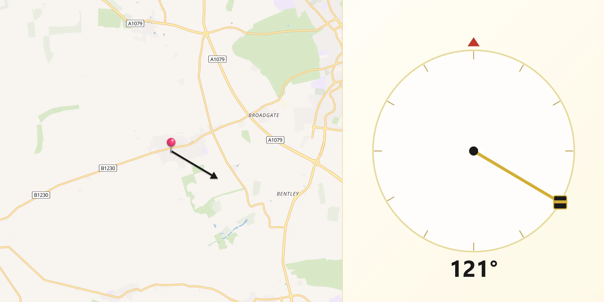 Qibla Direction from Walkington