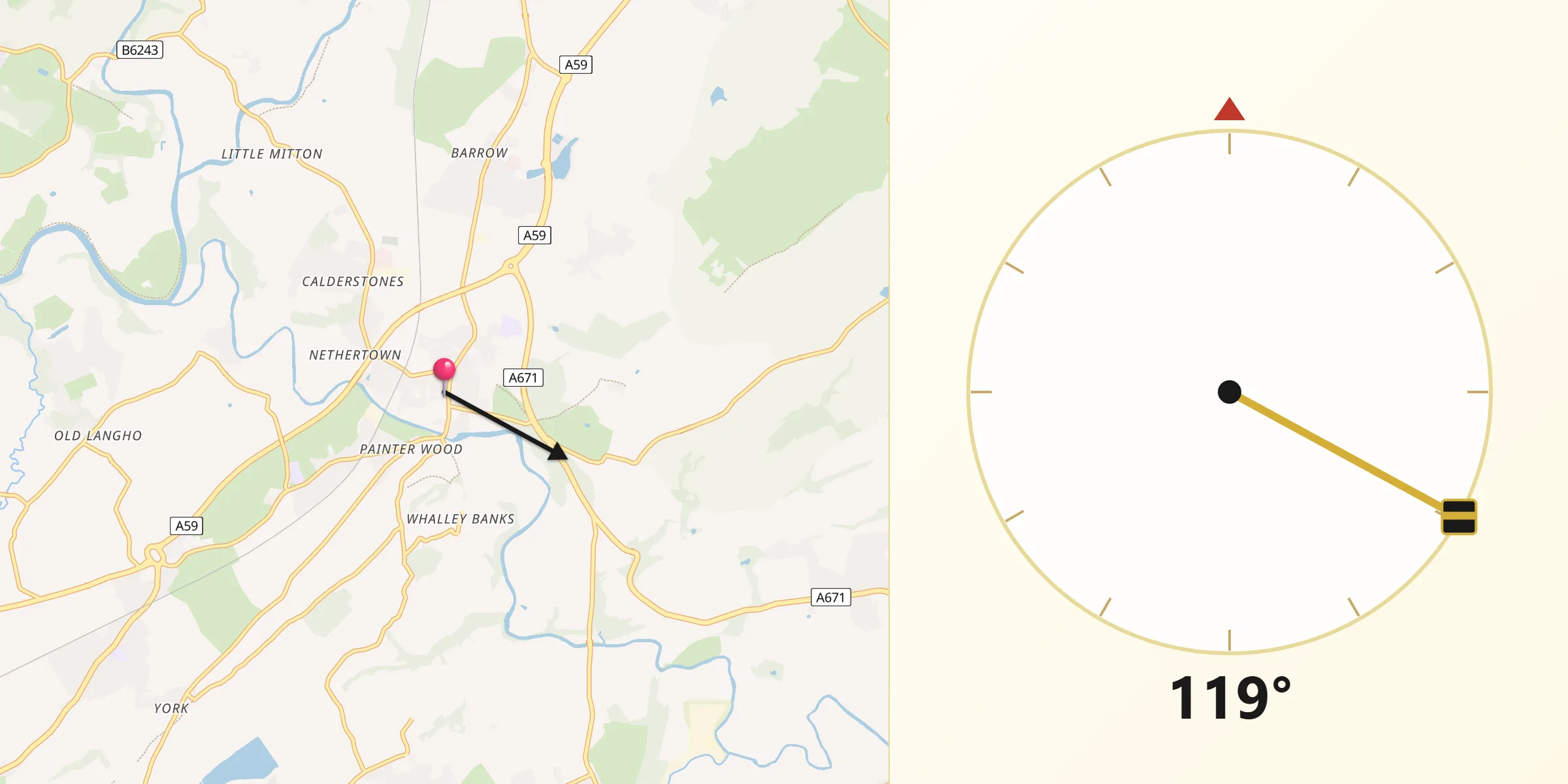 Qibla Direction from Whalley