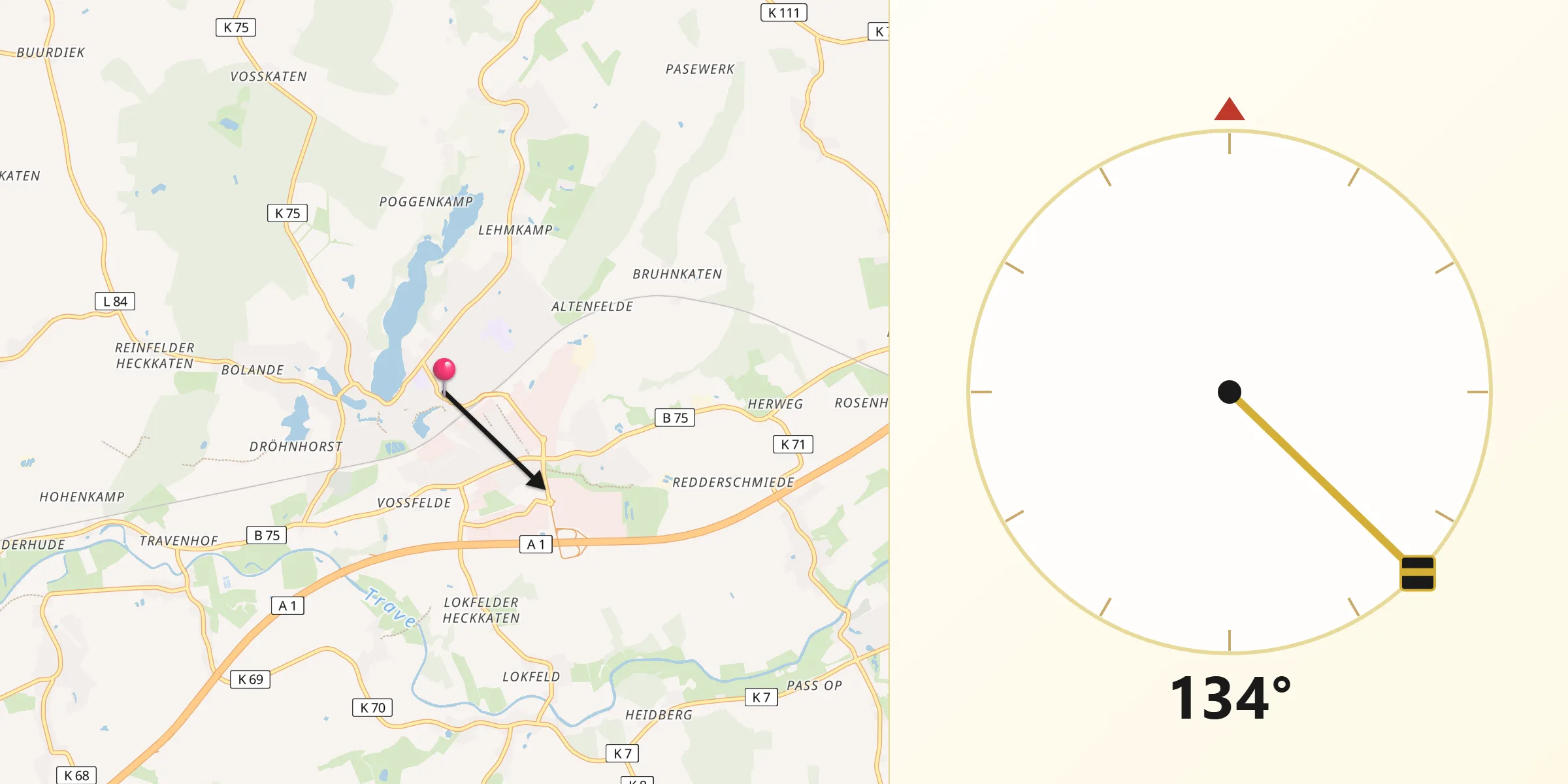 Qibla-Richtung von Reinfeld