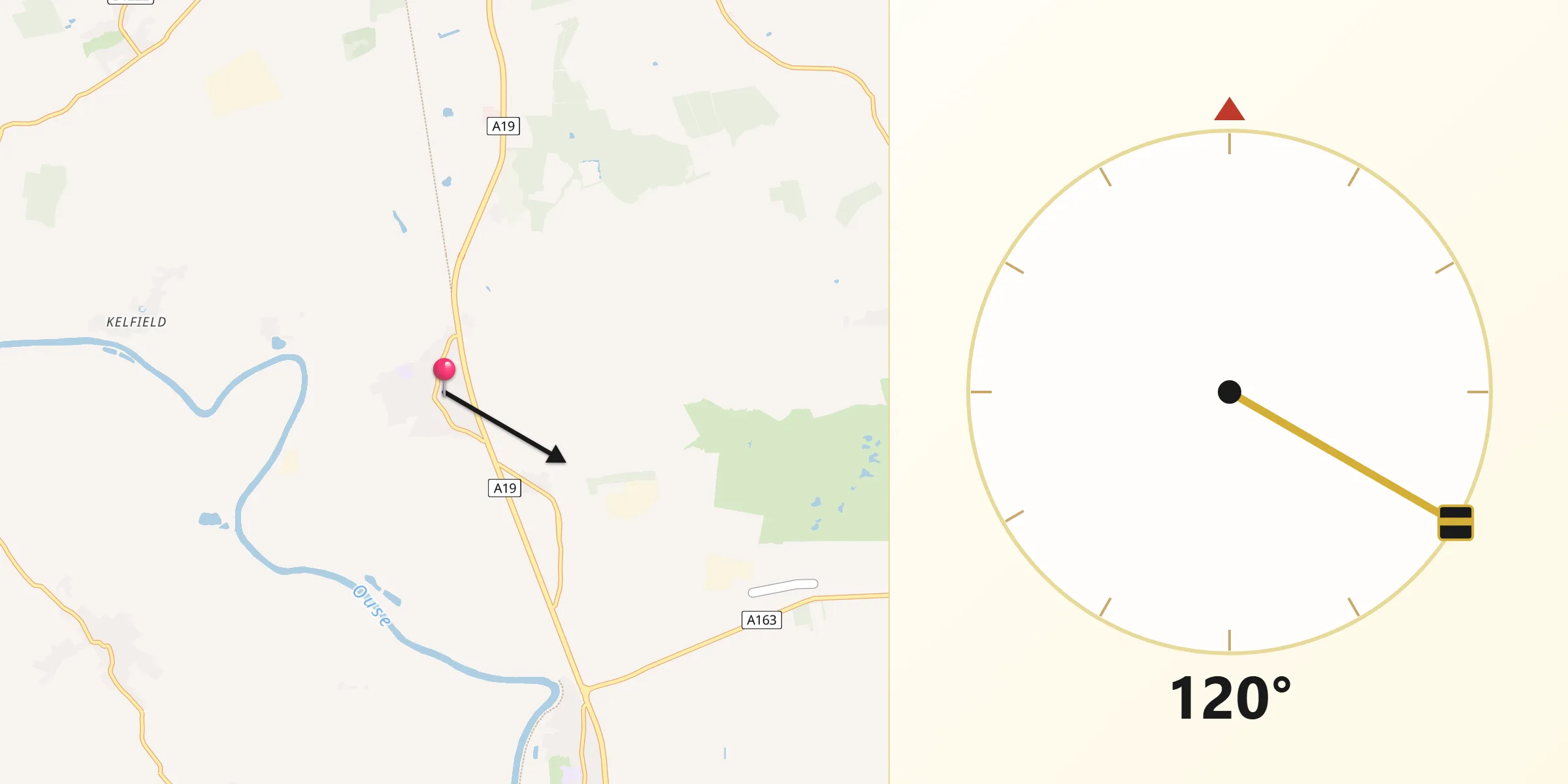 Qibla Direction from Riccall