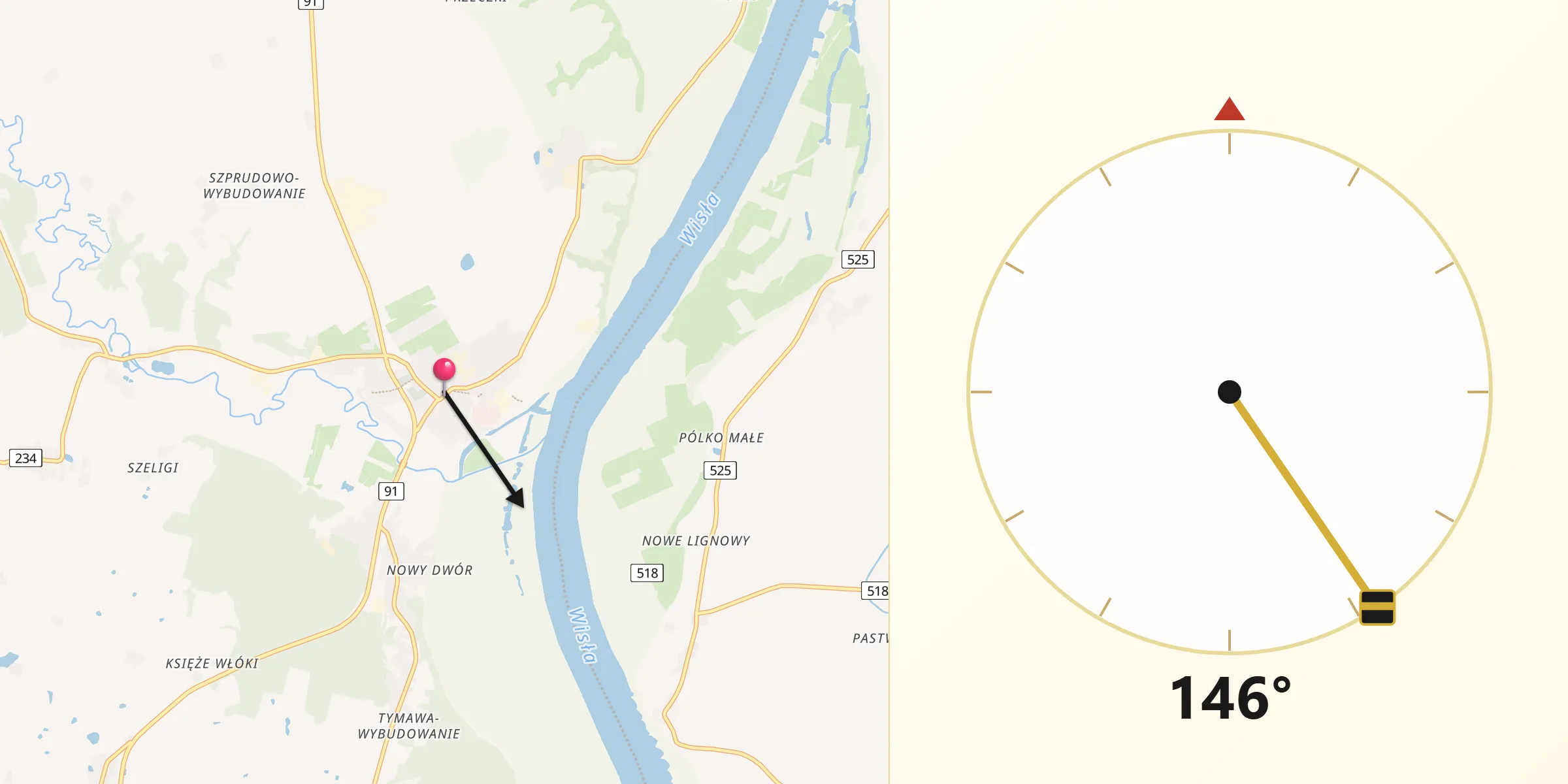 Kierunek Qibla z Gniew