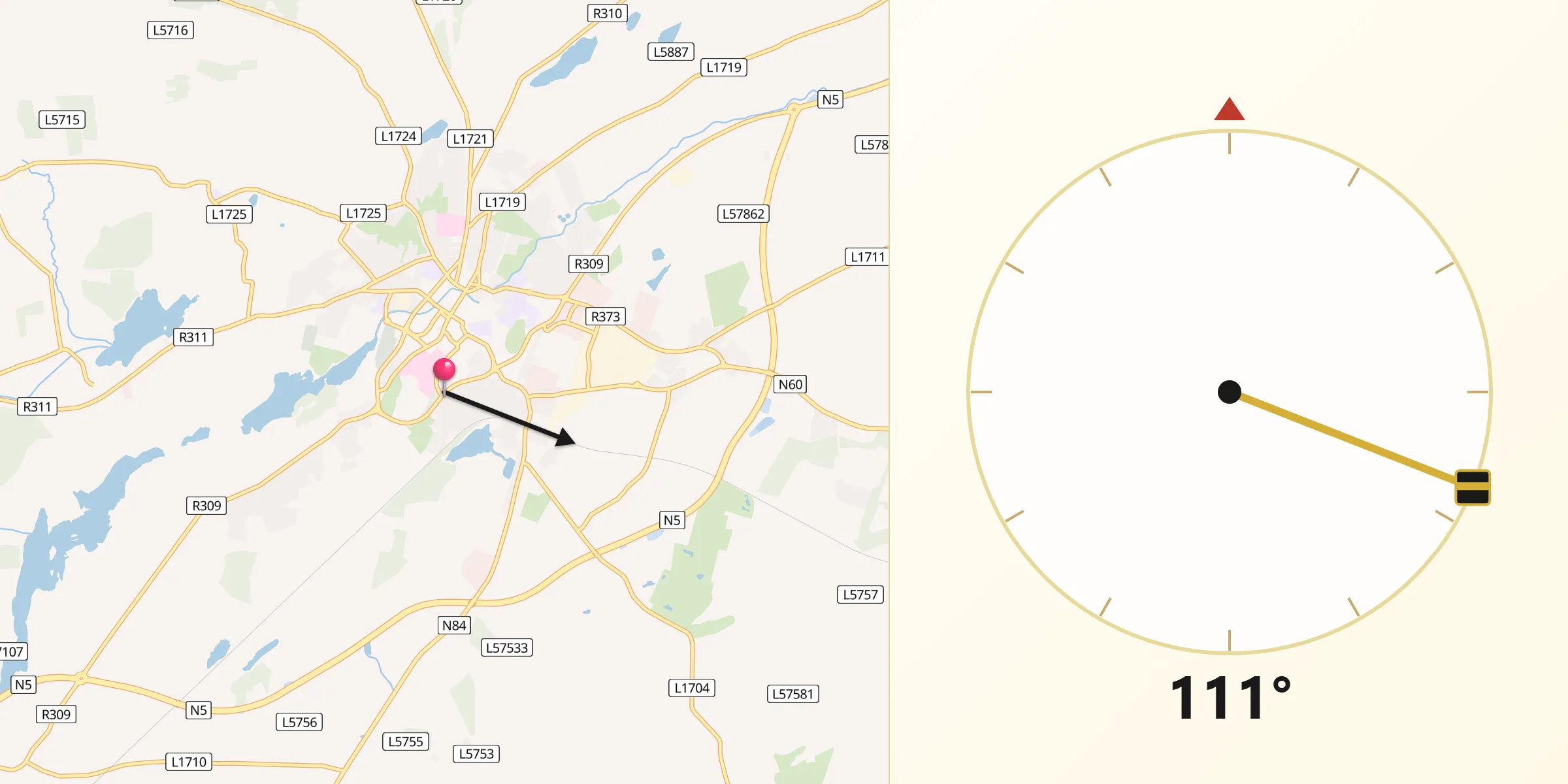 Qibla Direction from Castlebar