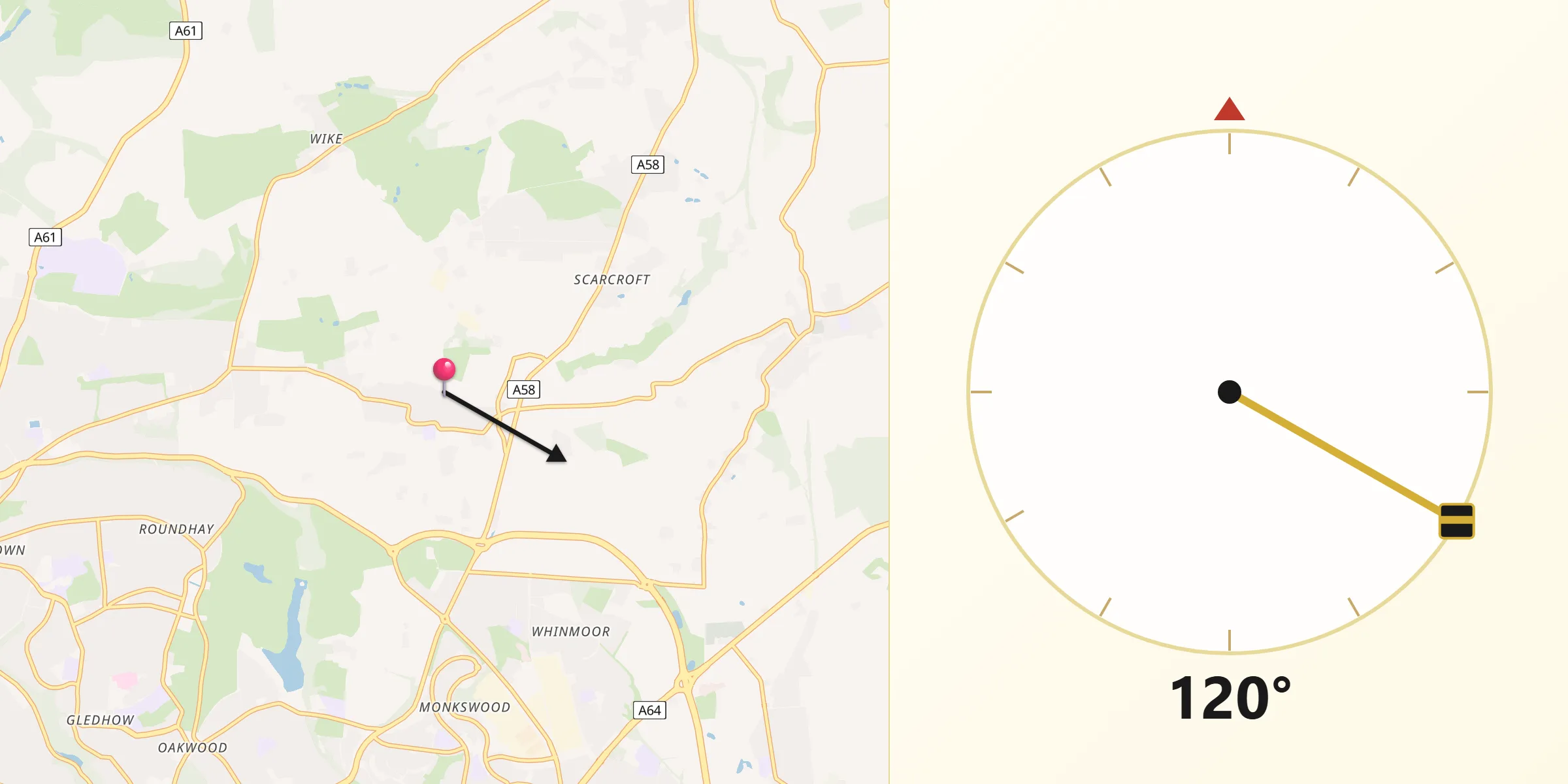Qibla Direction from Shadwell
