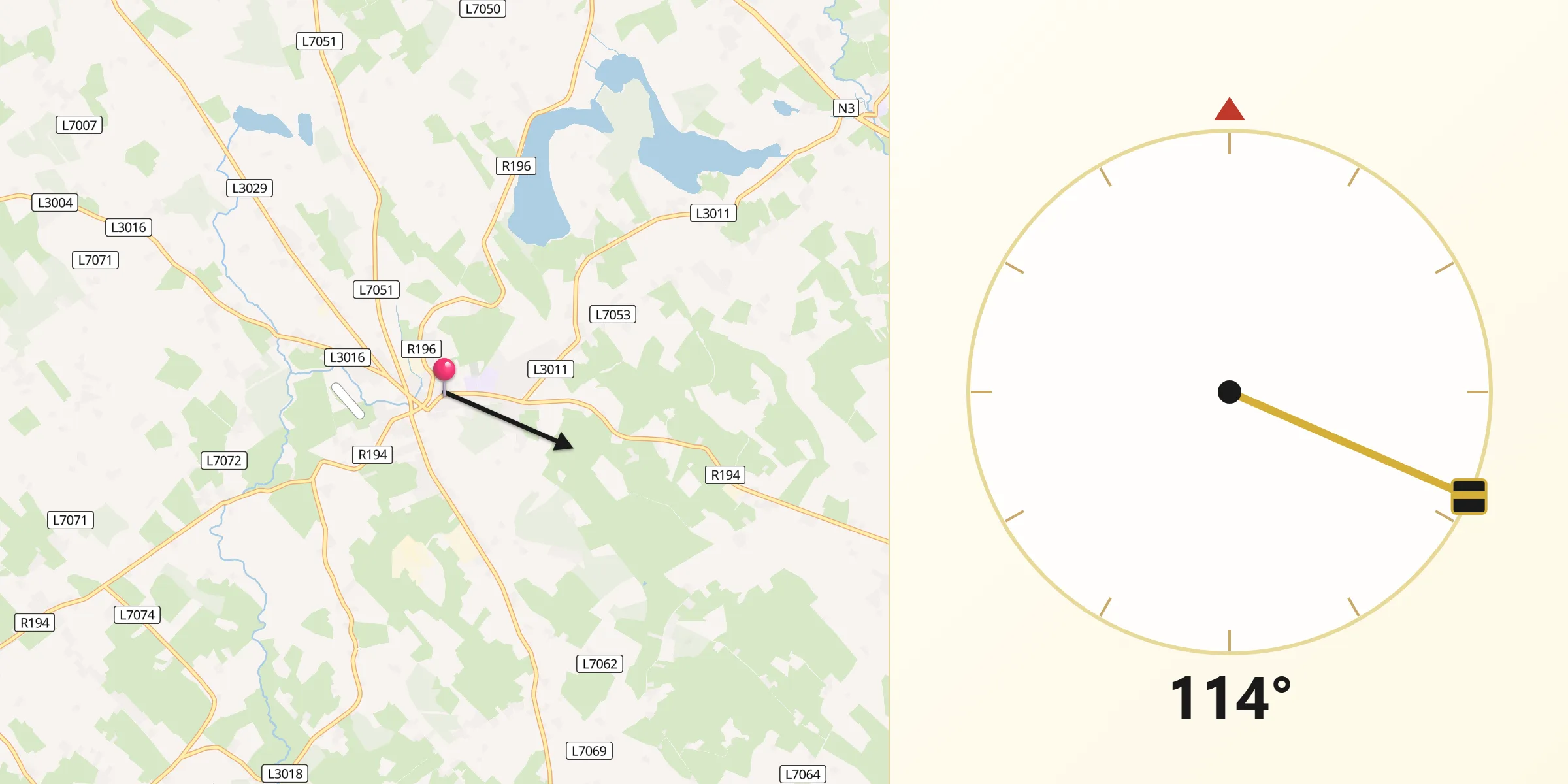 Qibla Direction from Ballyjamesduff