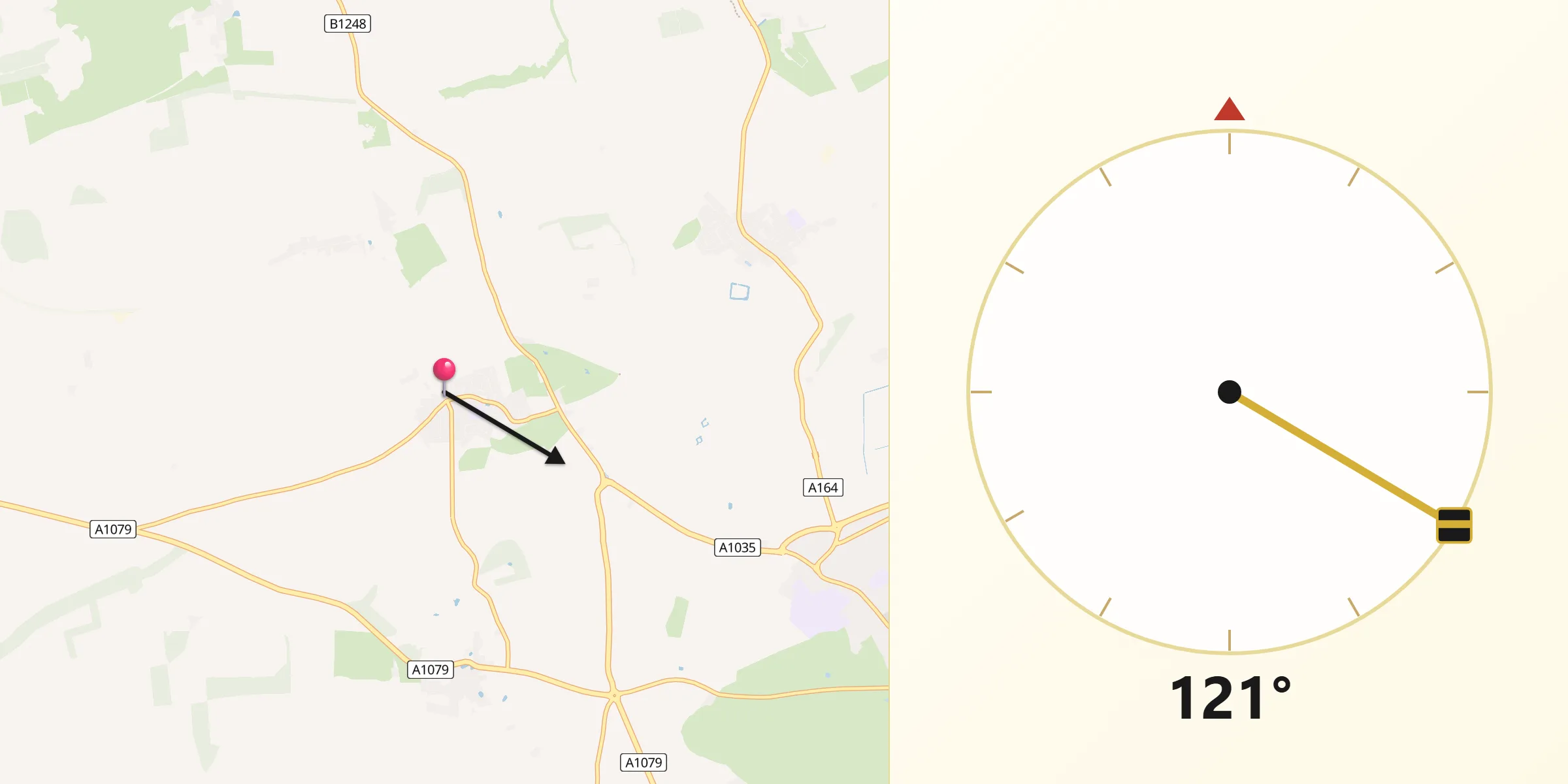 Qibla Direction from Cherry Burton