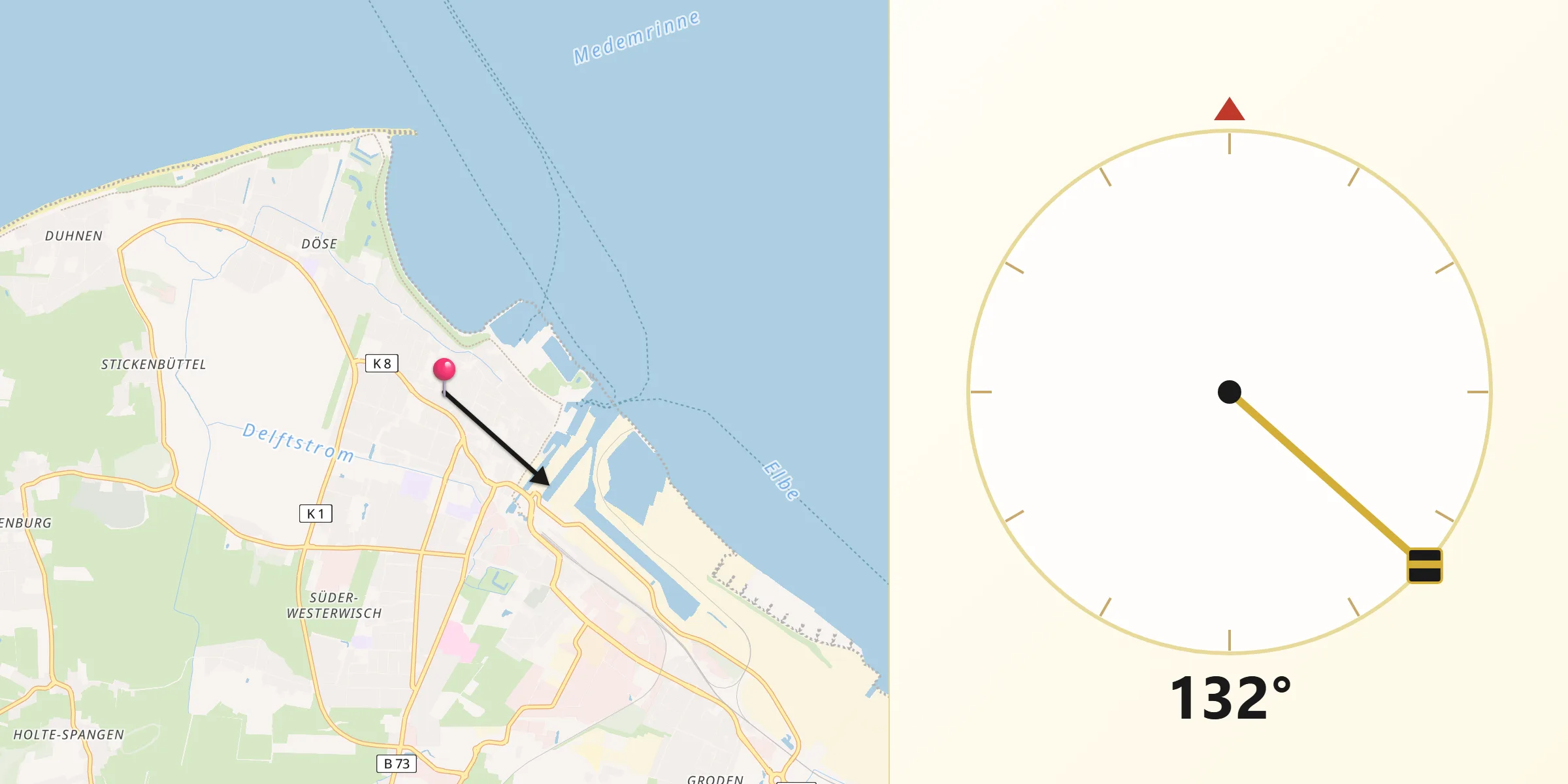 Cuxhaven şehrinden Kıble Yönü