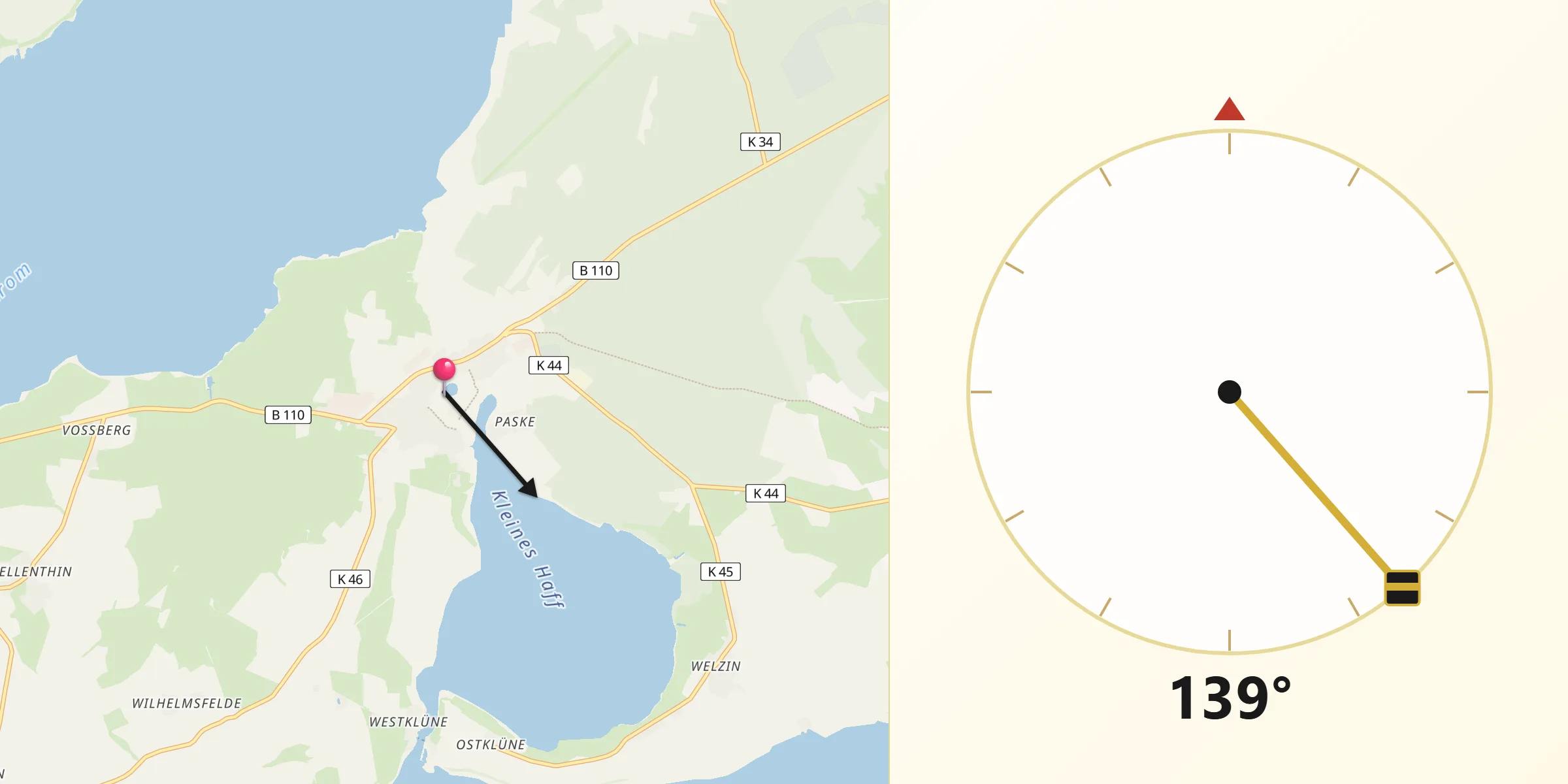 Qibla-Richtung von Usedom