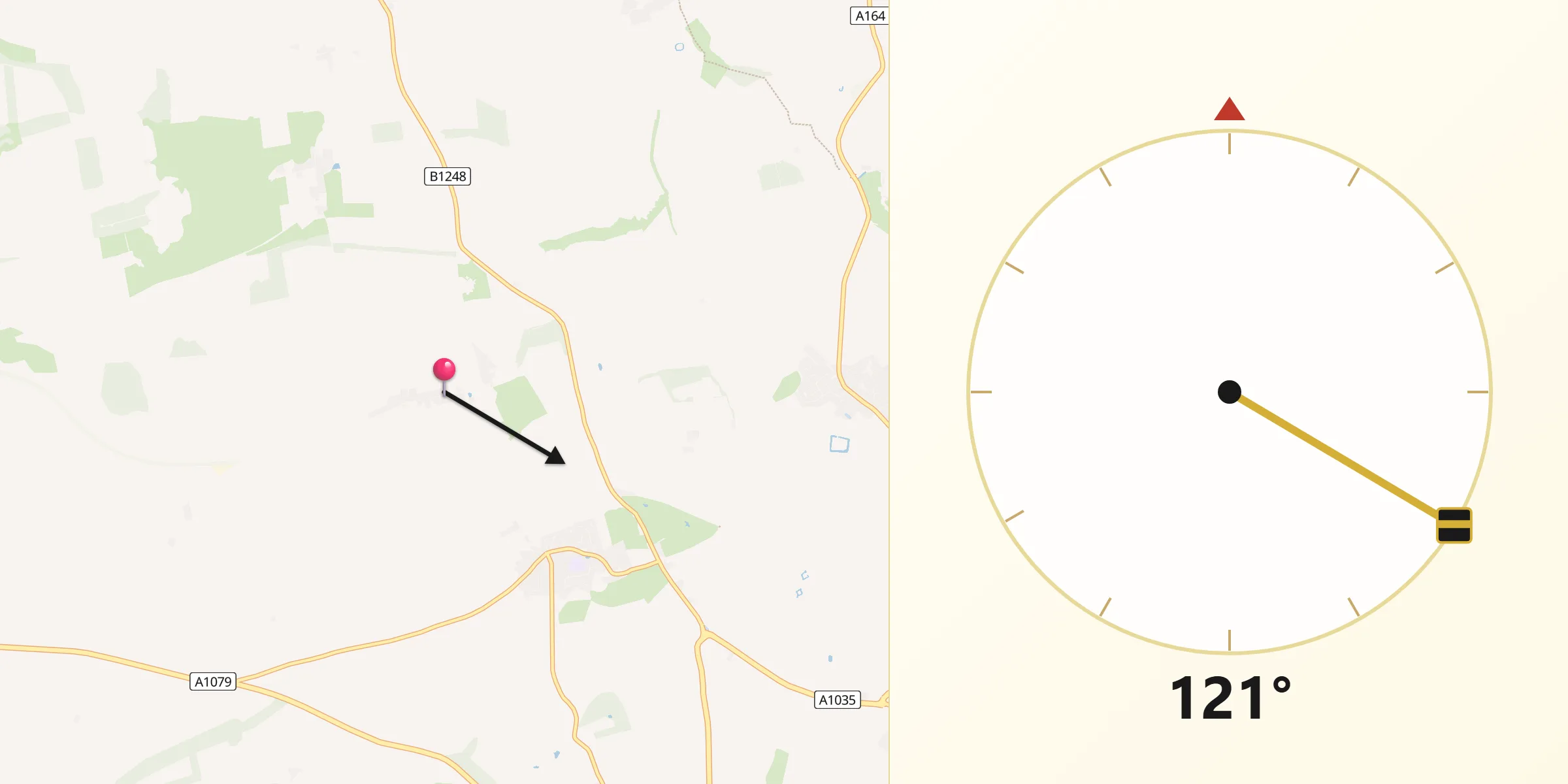 Qibla Direction from Etton