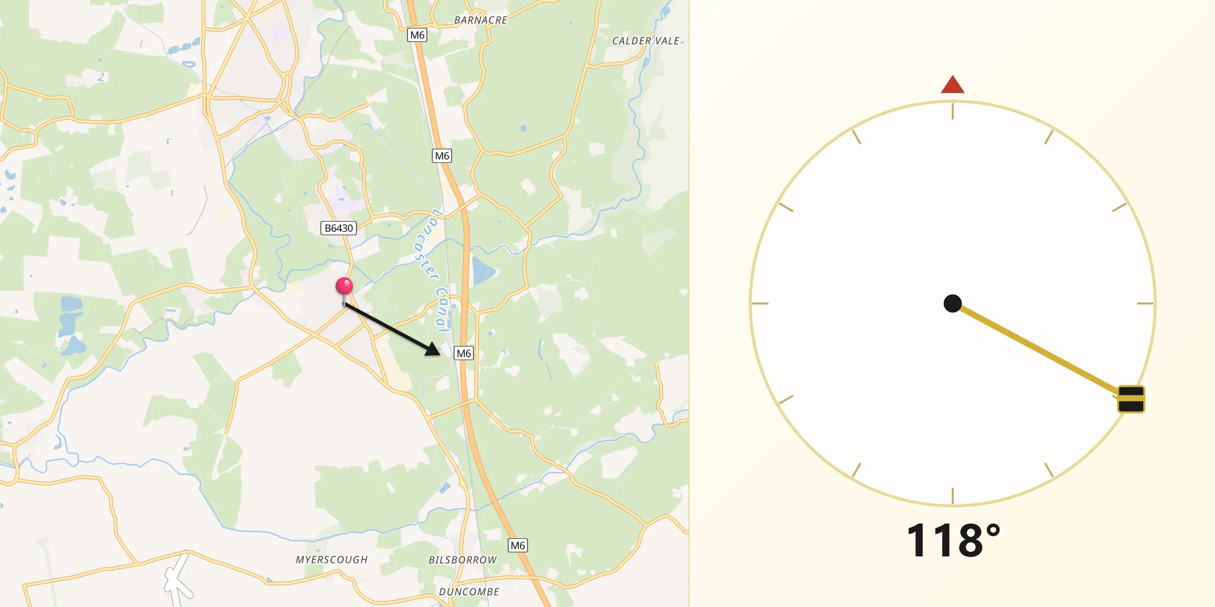 Qibla Direction from Catterall