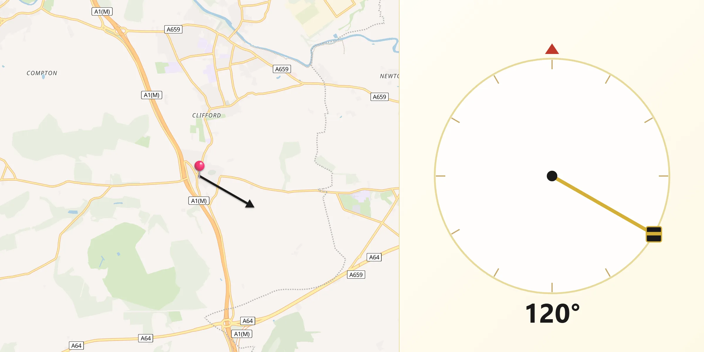 Qibla Direction from Bramham