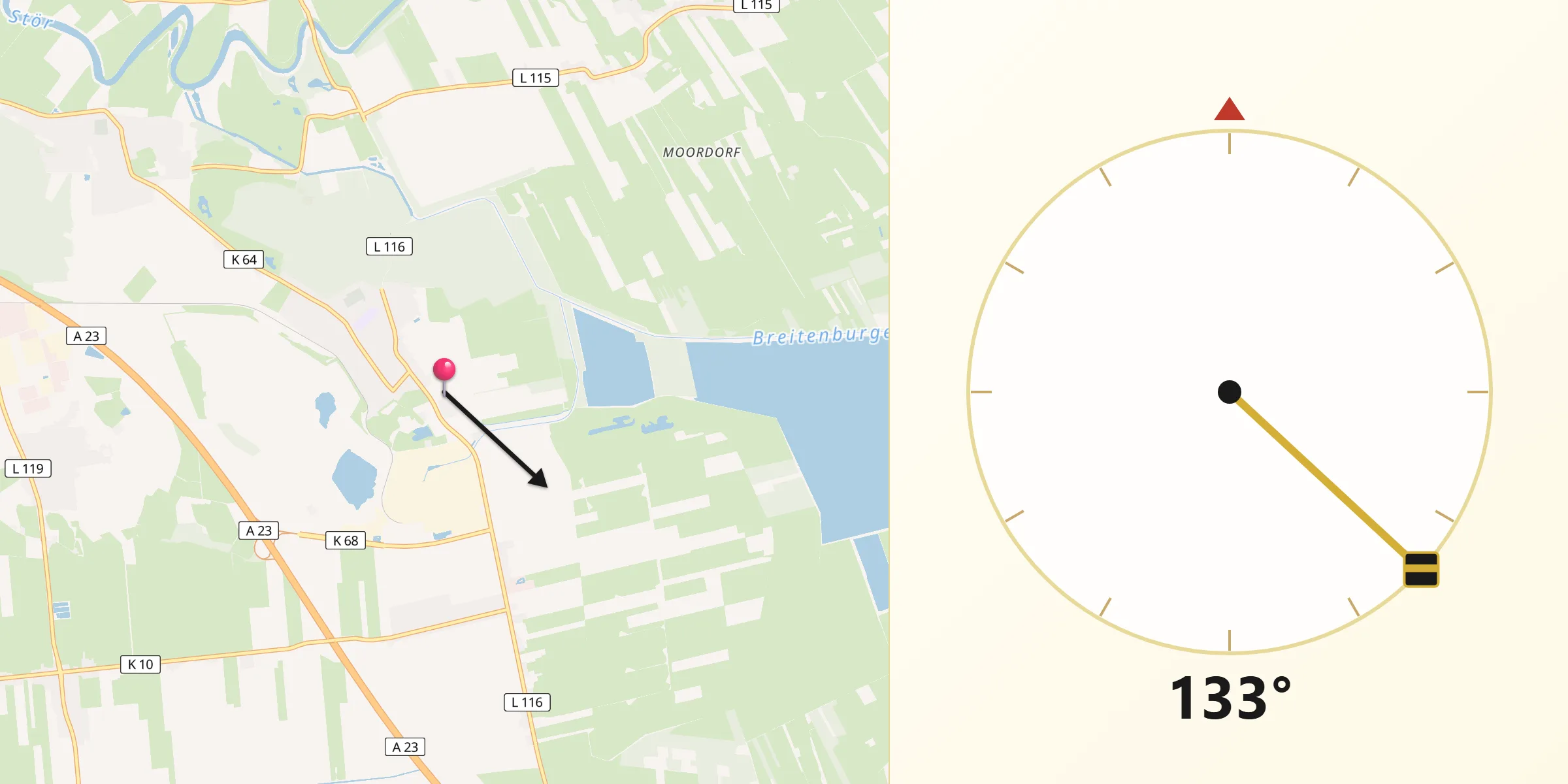 Qibla-Richtung von Lägerdorf