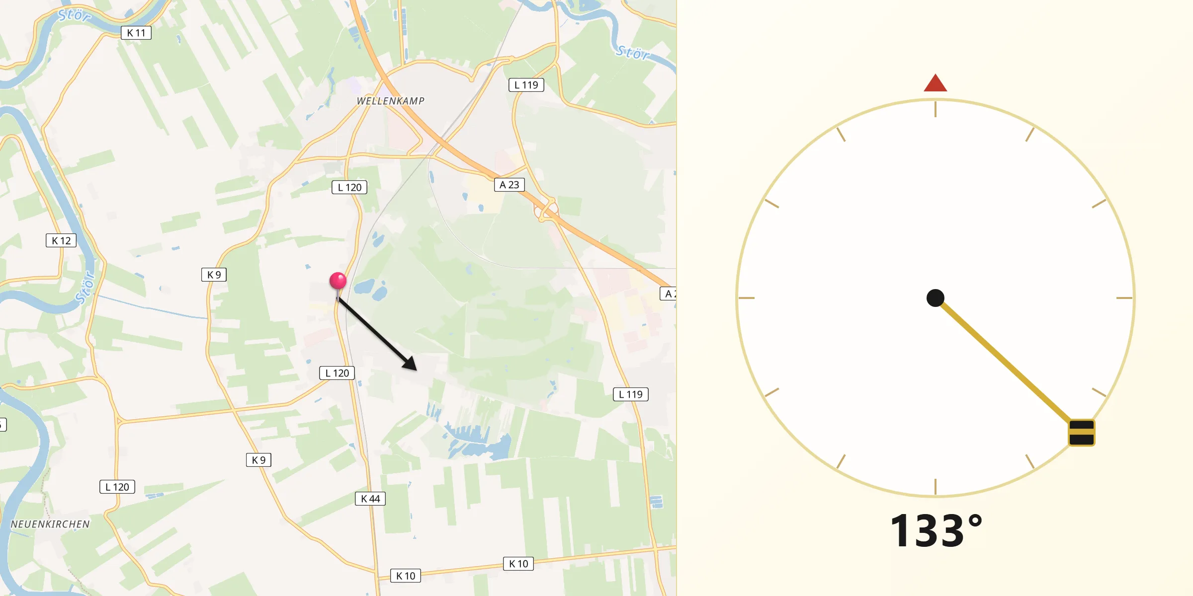 Qibla-Richtung von Kremperheide