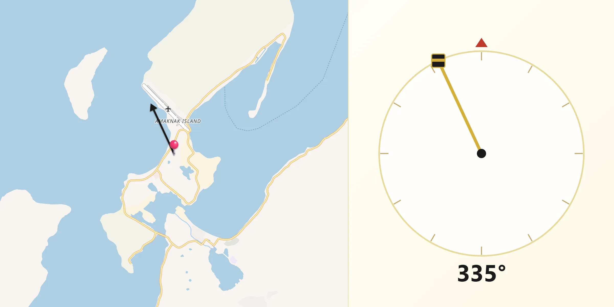 Qibla Direction from Dutch Harbor