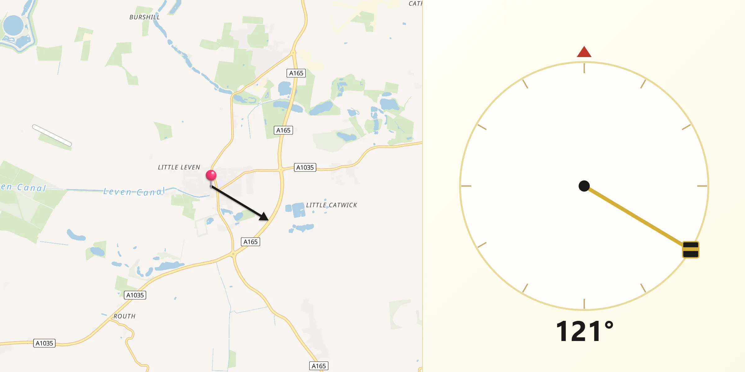 Qibla Direction from Leven