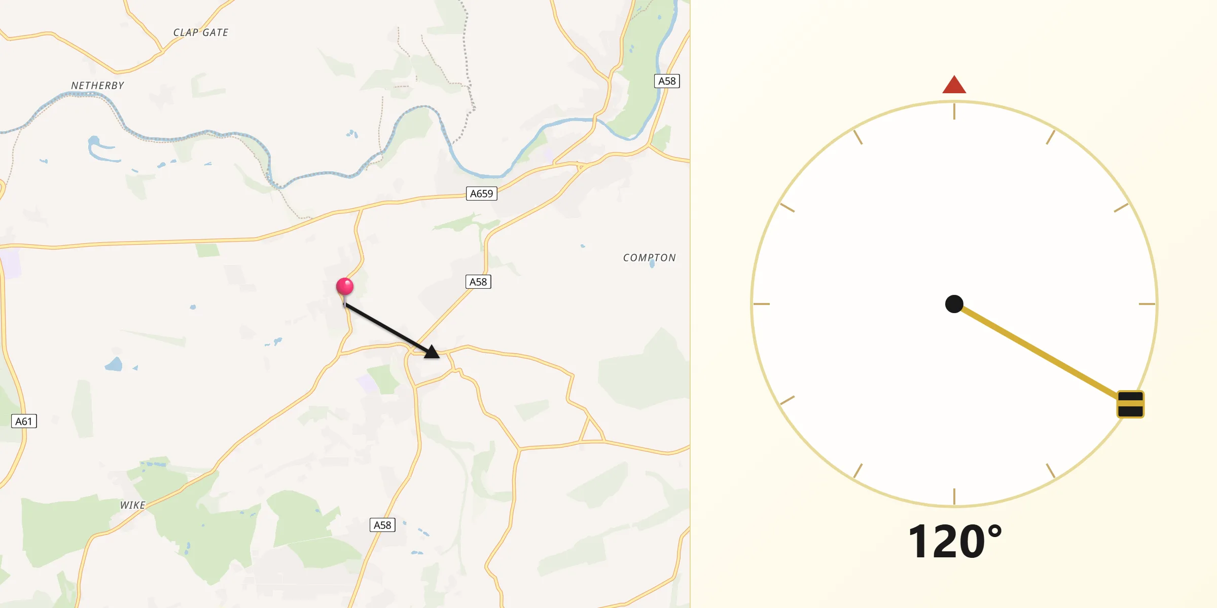 Qibla Direction from East Keswick