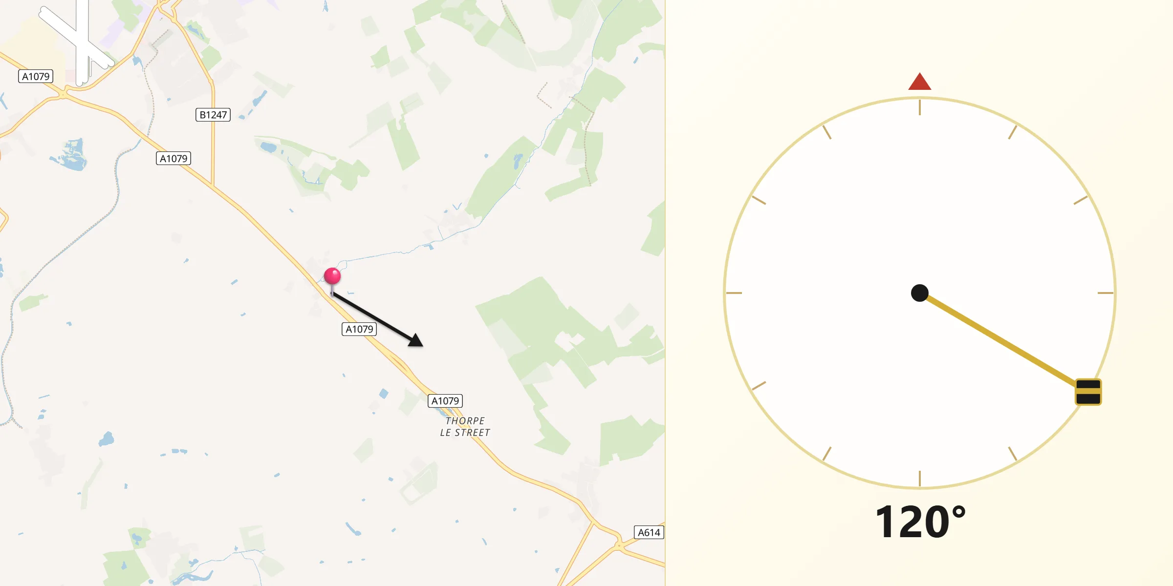 Qibla Direction from Hayton