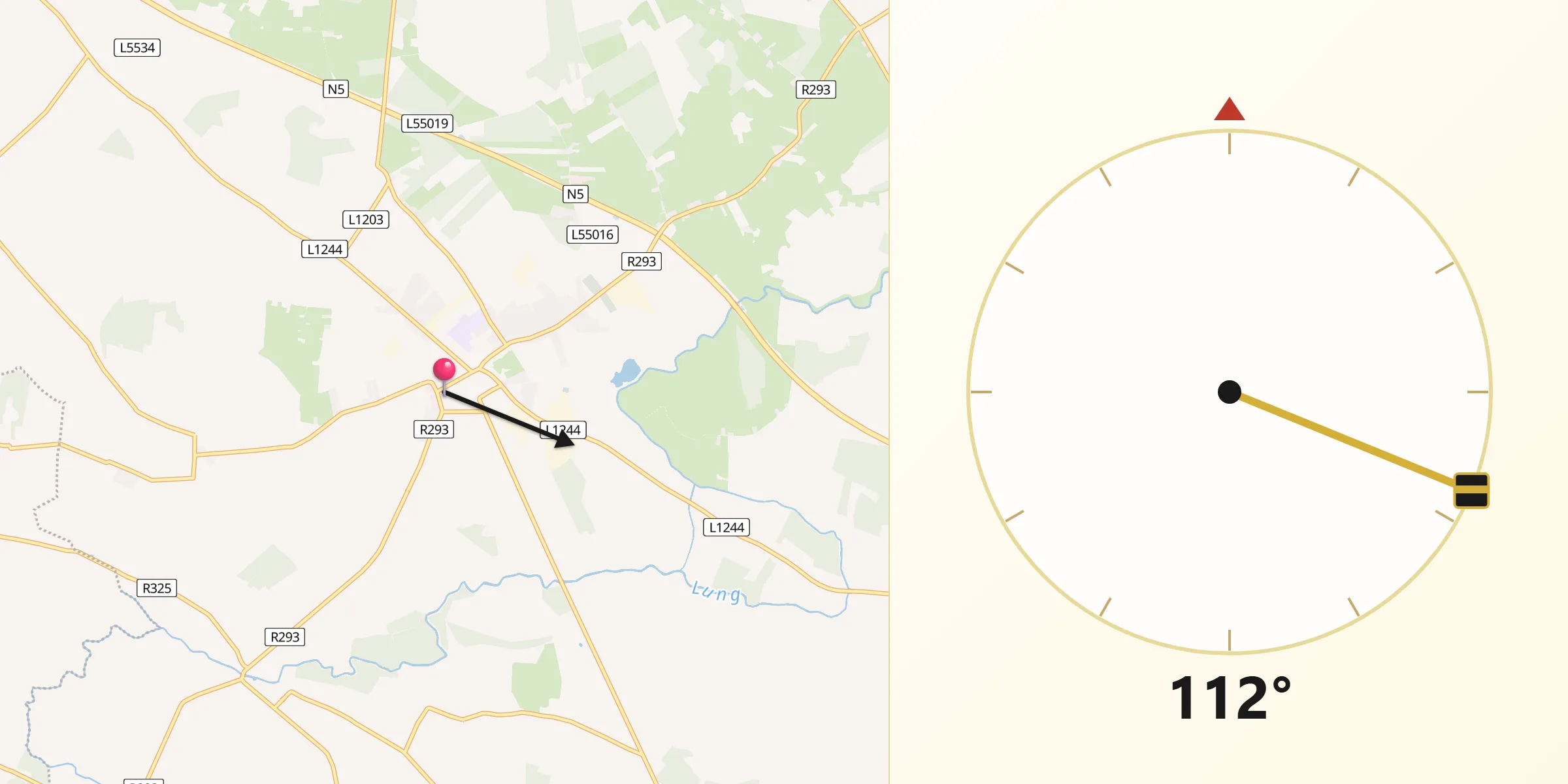 Qibla Direction from Ballaghaderreen