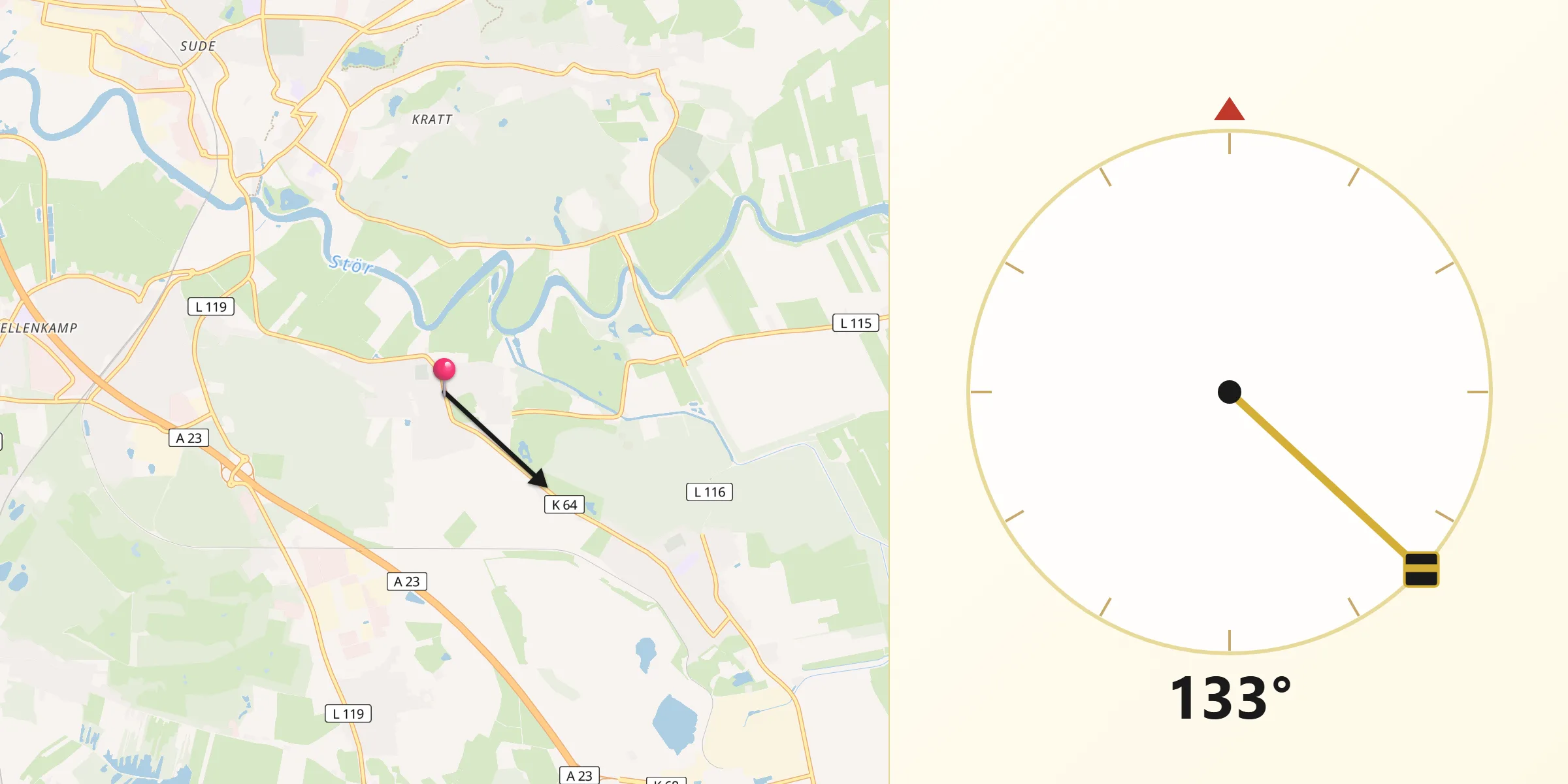 Qibla-Richtung von Münsterdorf