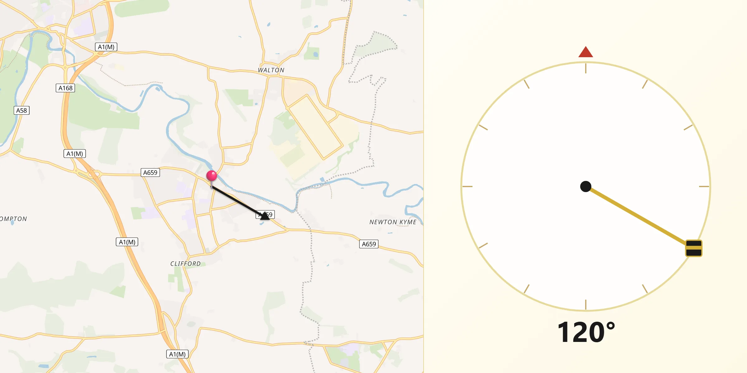 Qibla Direction from Boston Spa