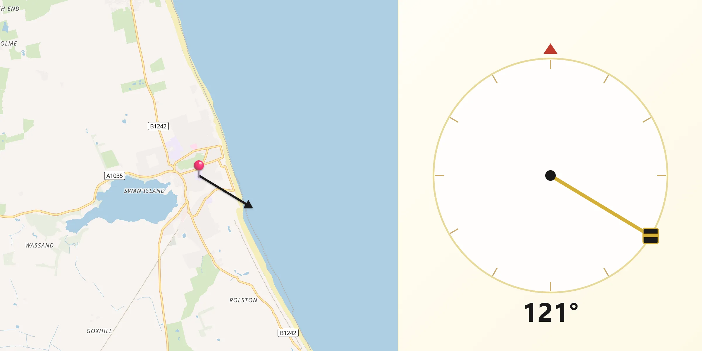 Qibla Direction from Hornsea