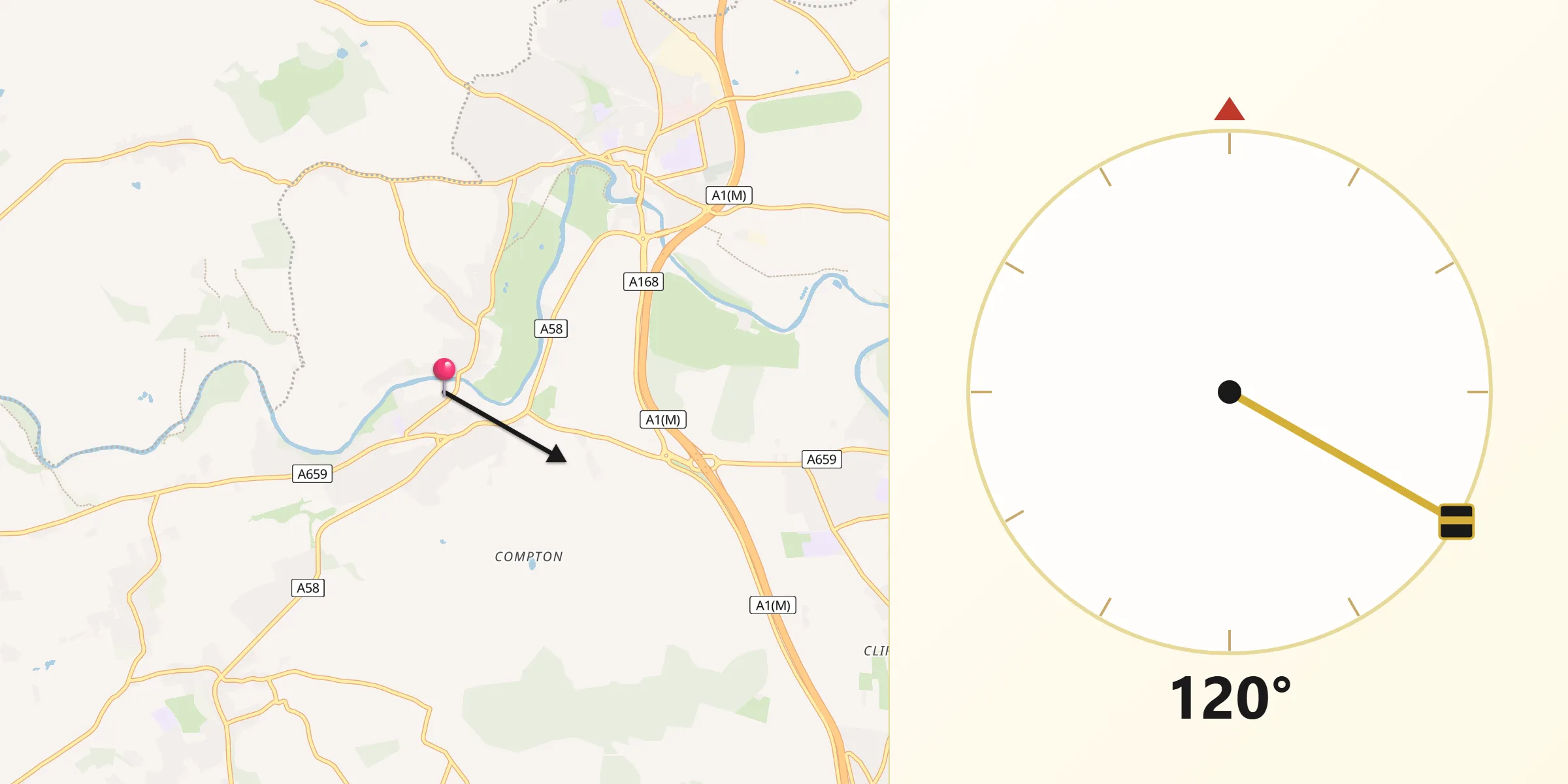 Qibla Direction from Collingham
