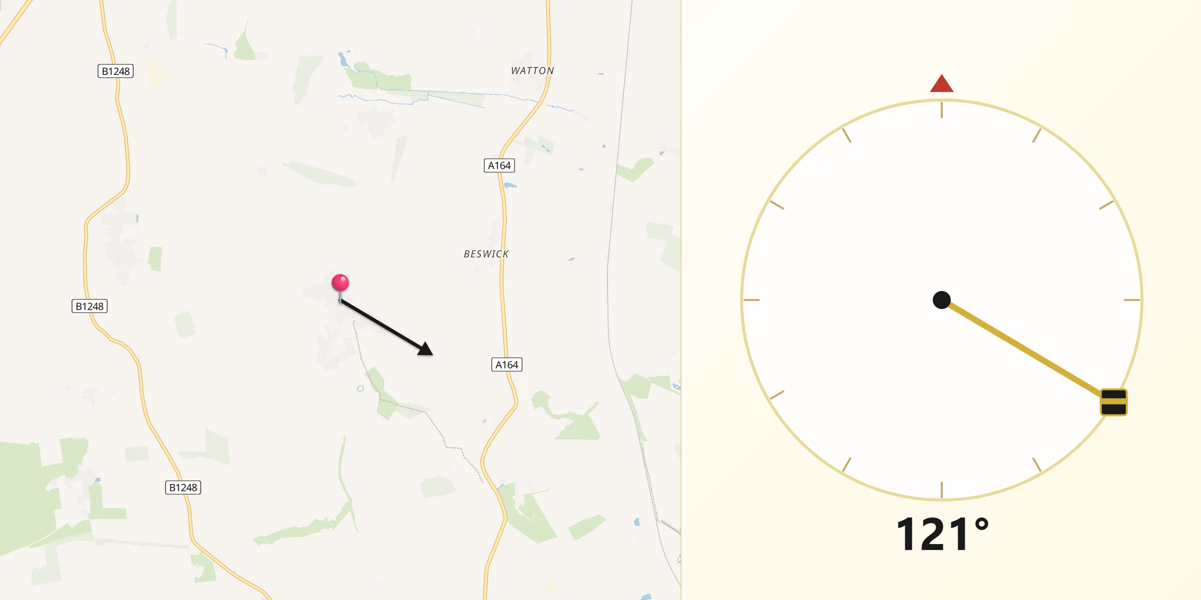Qibla Direction from Lockington