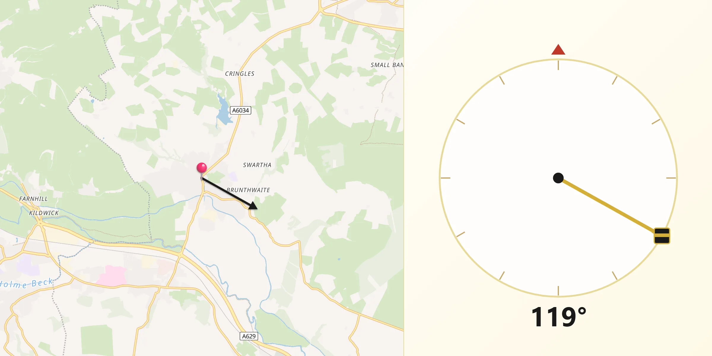 Qibla Direction from Silsden