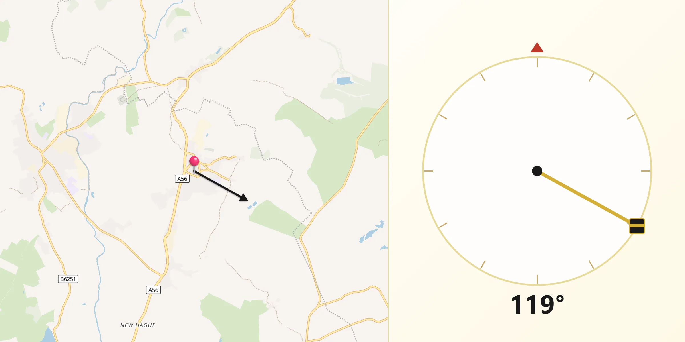 Qibla Direction from Earby