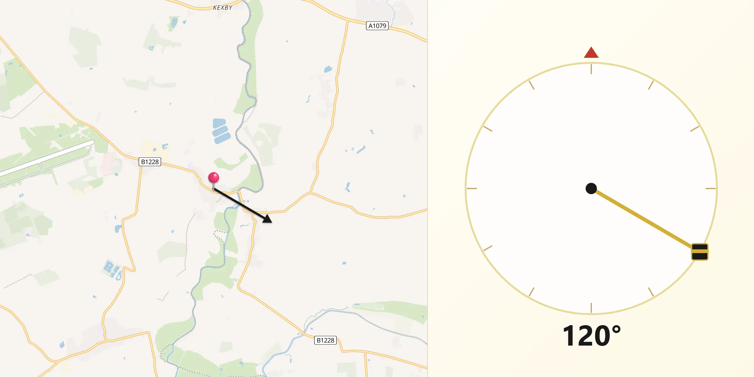 Qibla Direction from Elvington