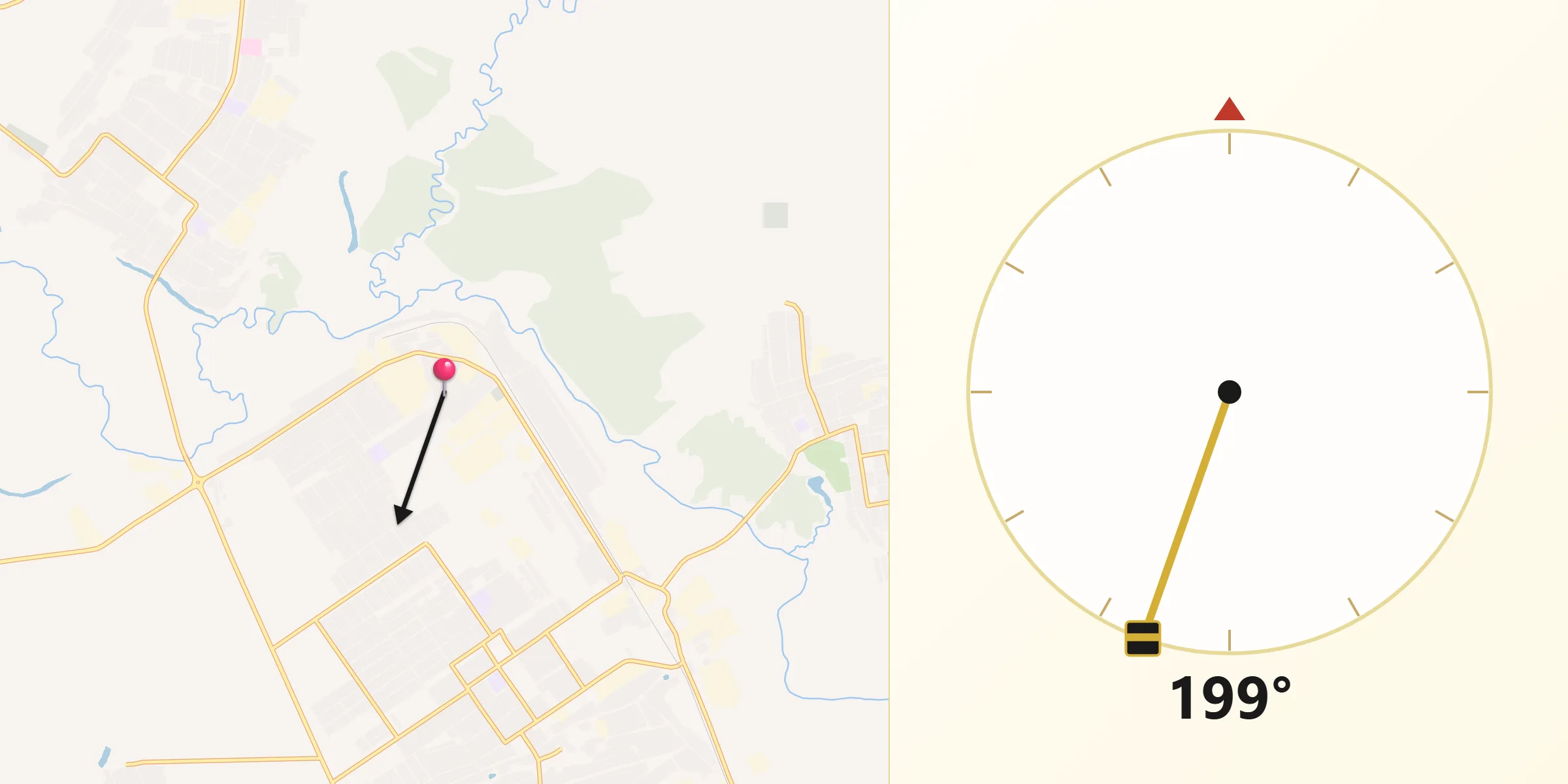 Direction vers la Qibla depuis Sourgout