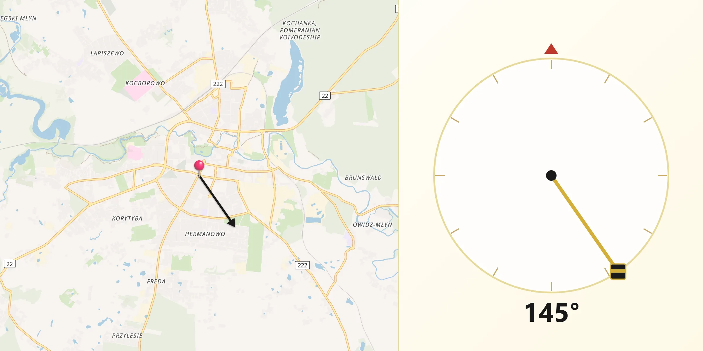 Kierunek Qibla z Starogard Gdański