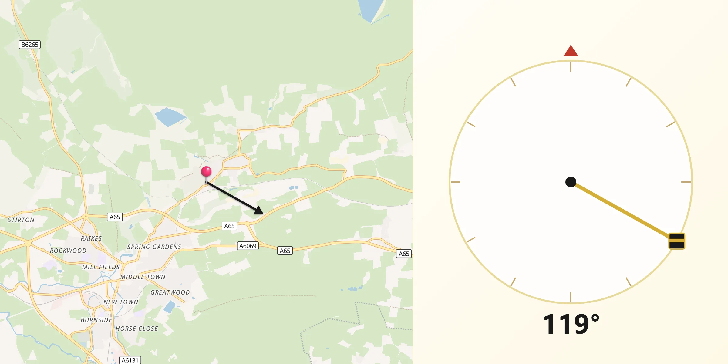 Qibla Direction from Embsay