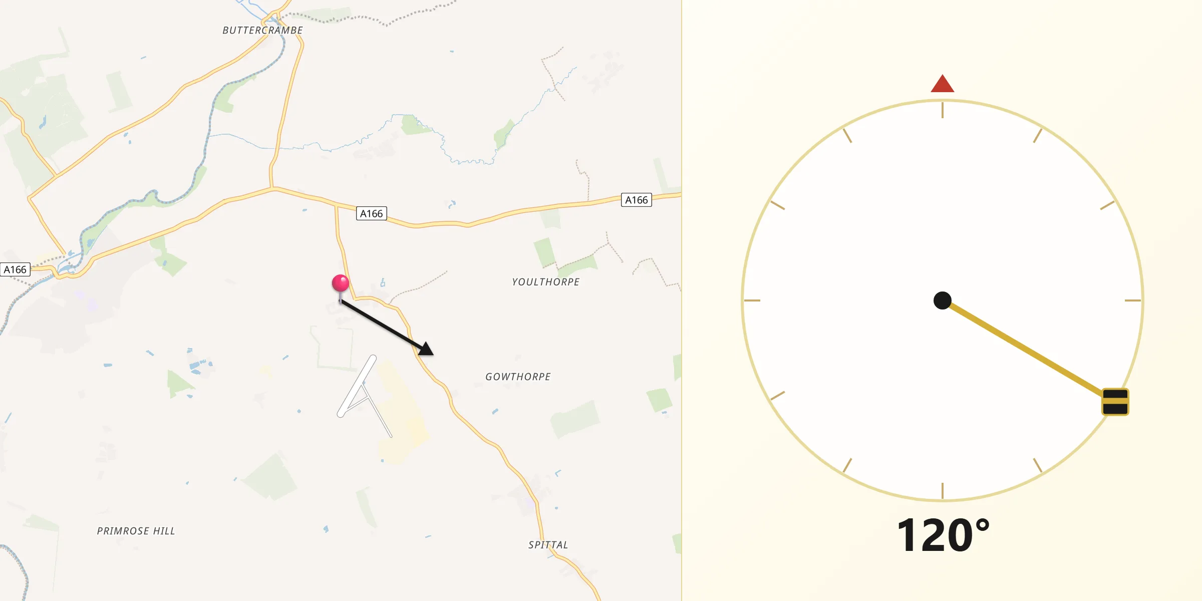 Qibla Direction from Full Sutton