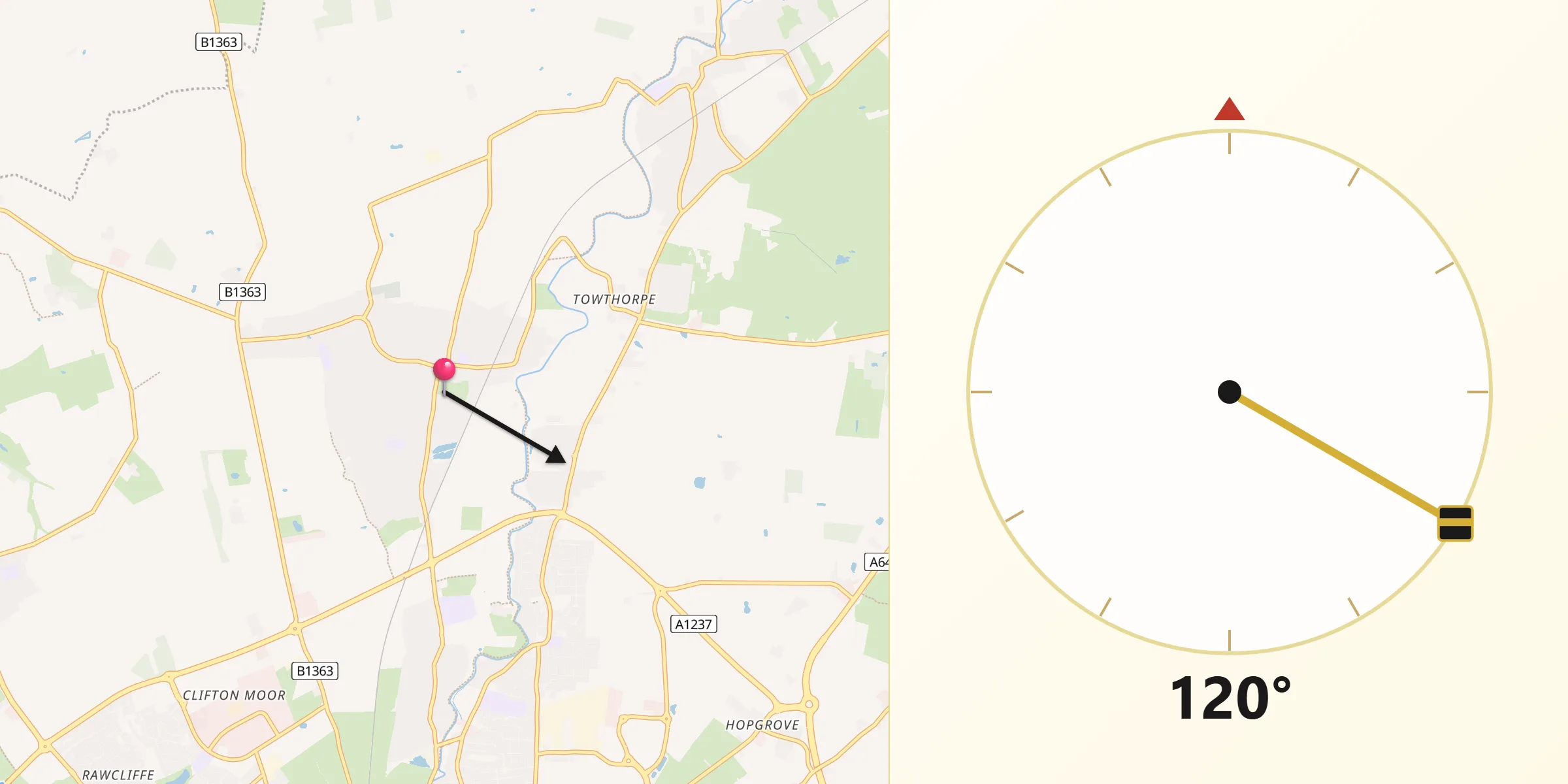 Qibla Direction from Haxby