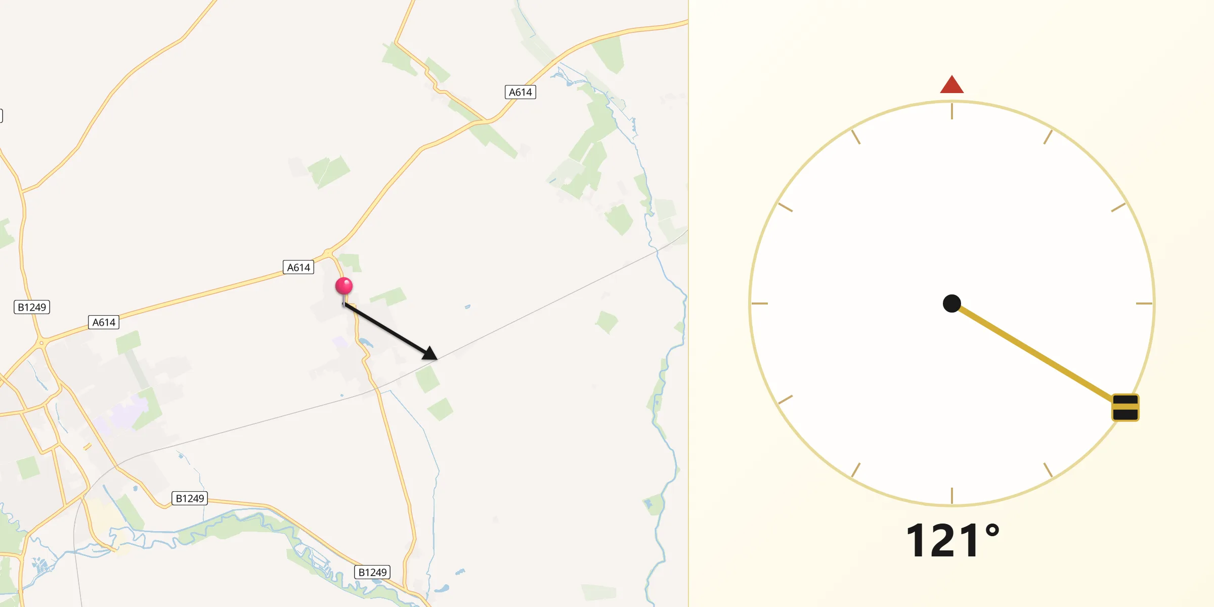 Qibla Direction from Nafferton
