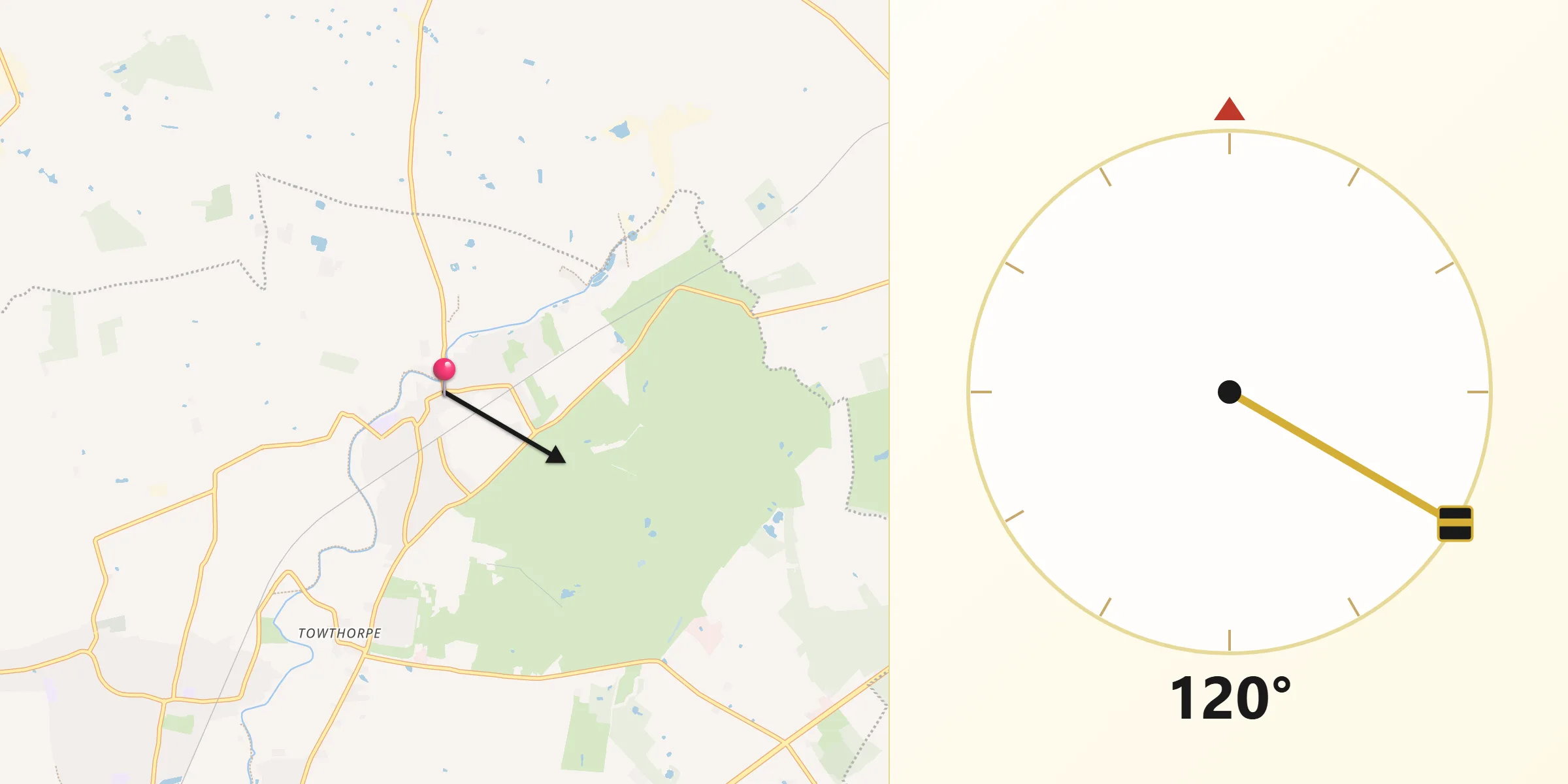 Qibla Direction from Strensall