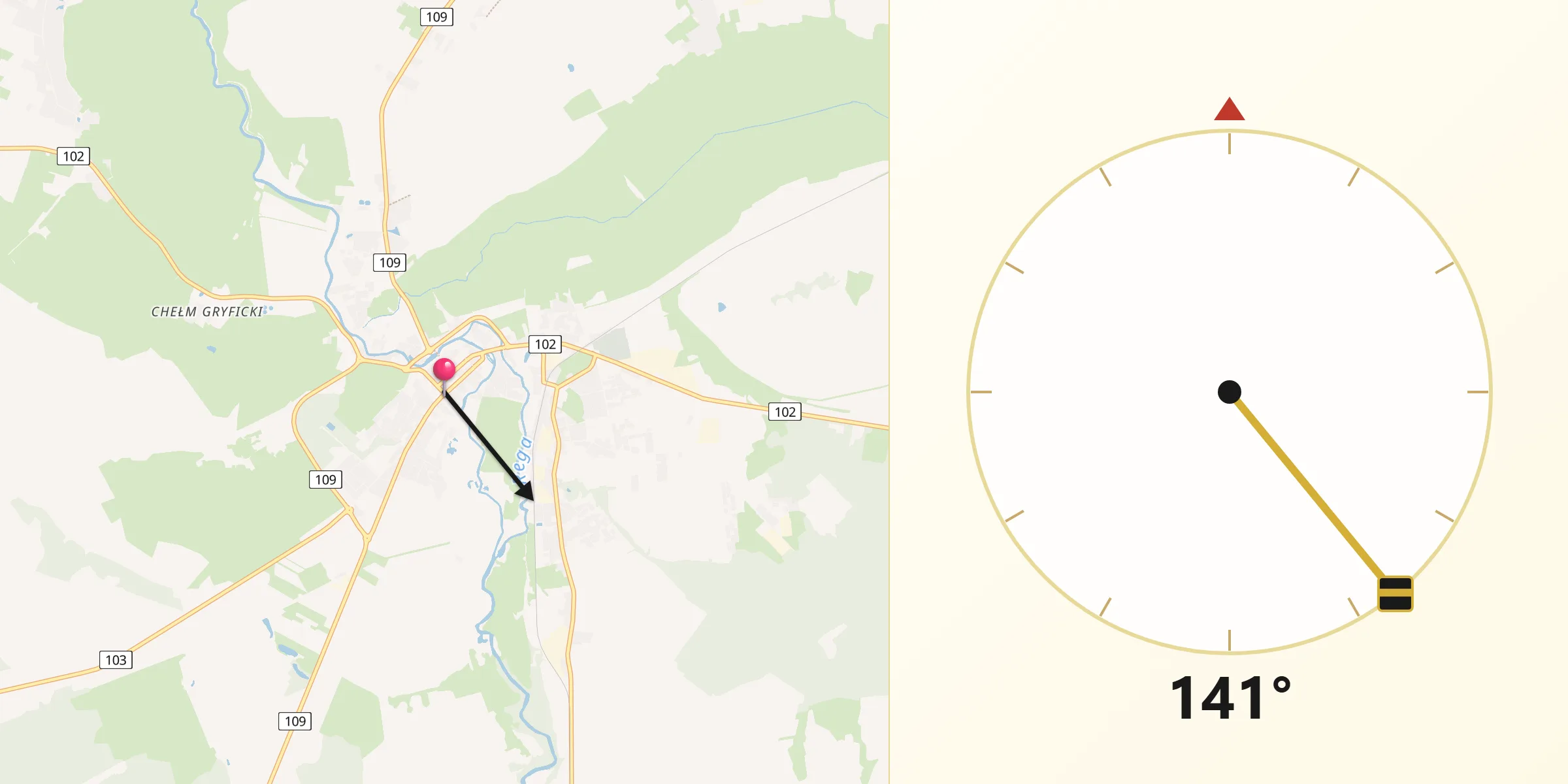 Kierunek Qibla z Trzebiatów