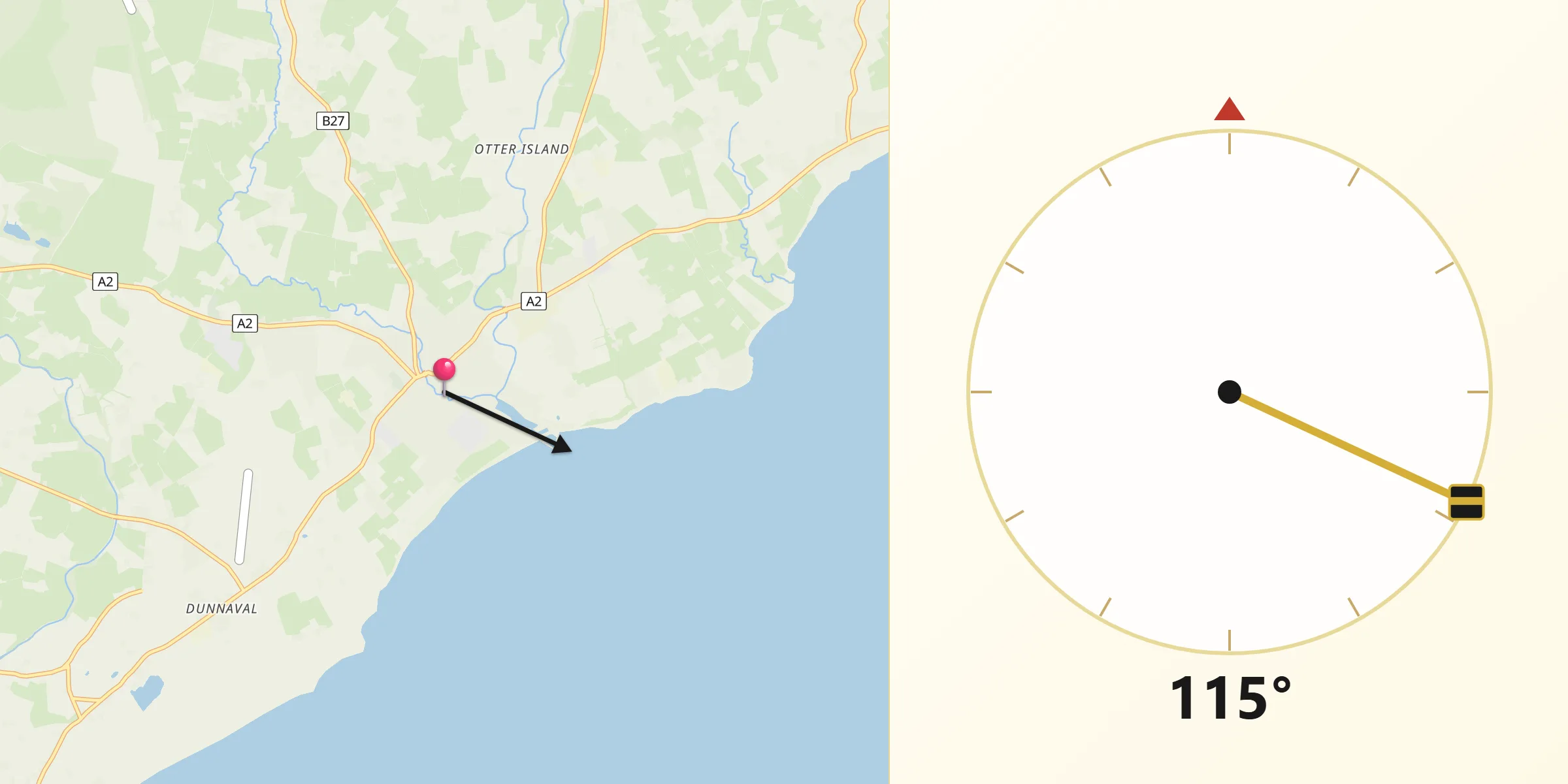 Qibla Direction from Kilkeel