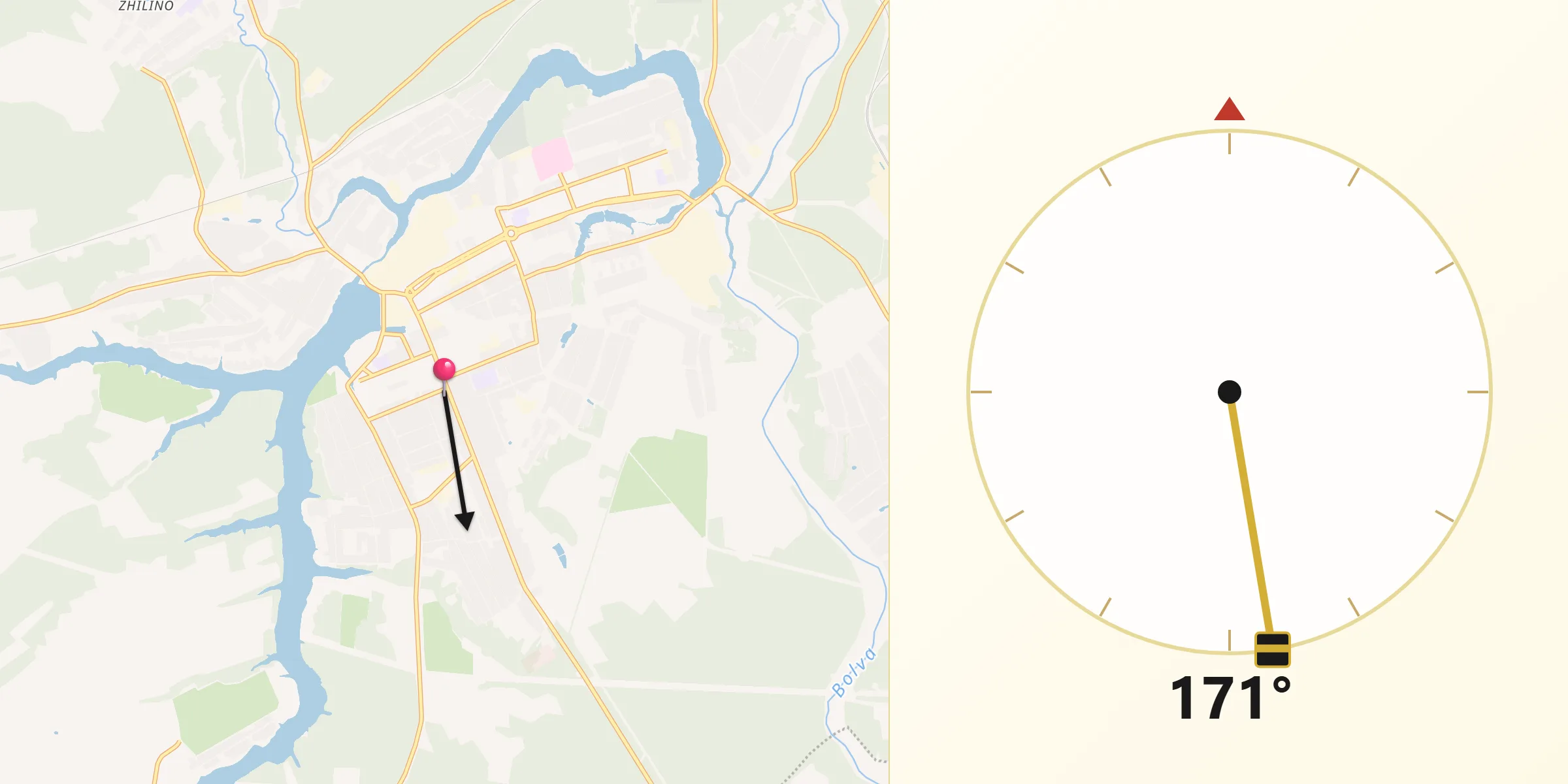 Direction vers la Qibla depuis Kirov