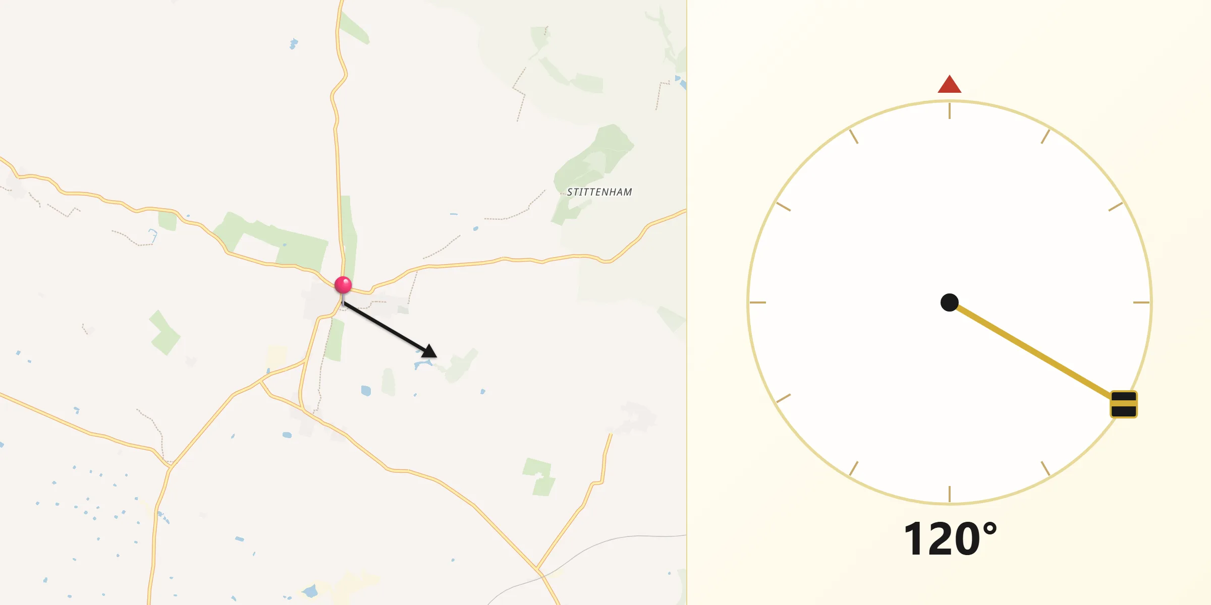 Qibla Direction from Sheriff Hutton