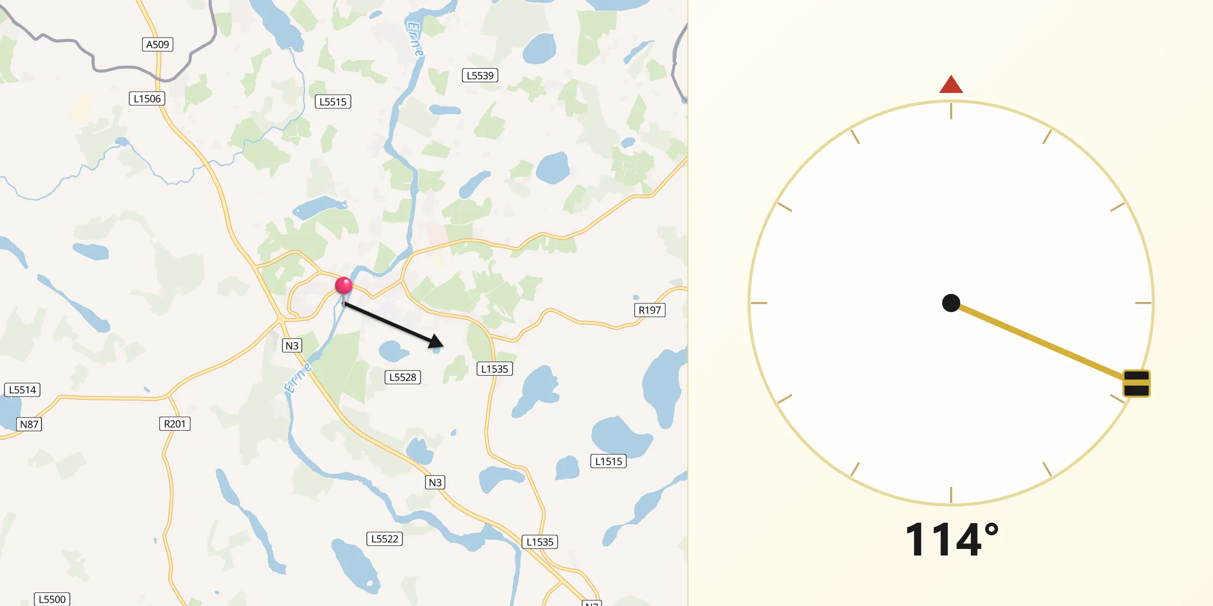 Qibla Direction from Belturbet