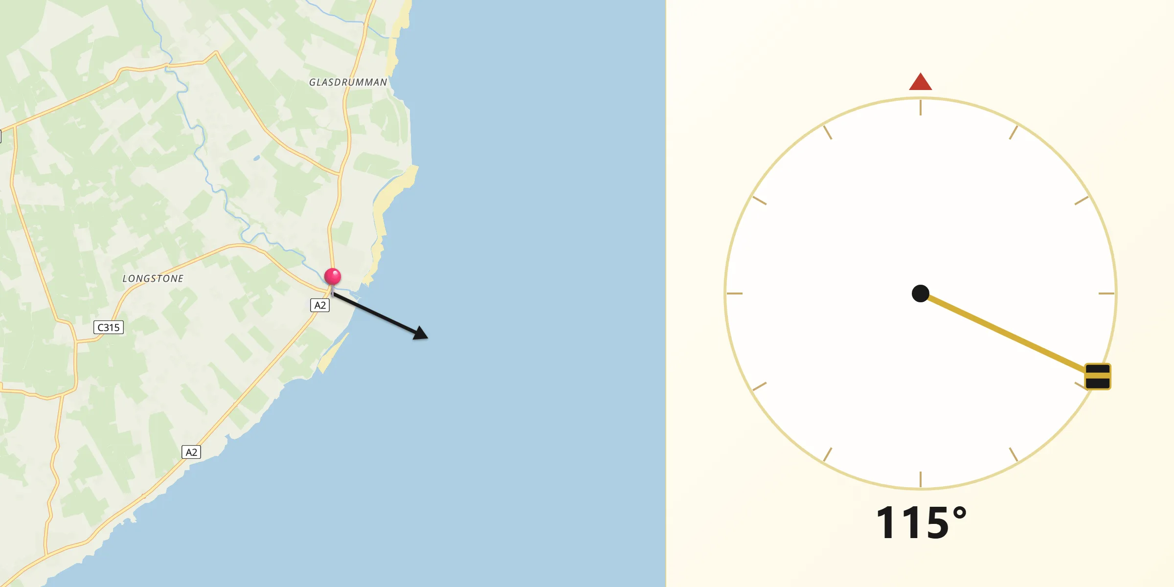 Qibla Direction from Annalong