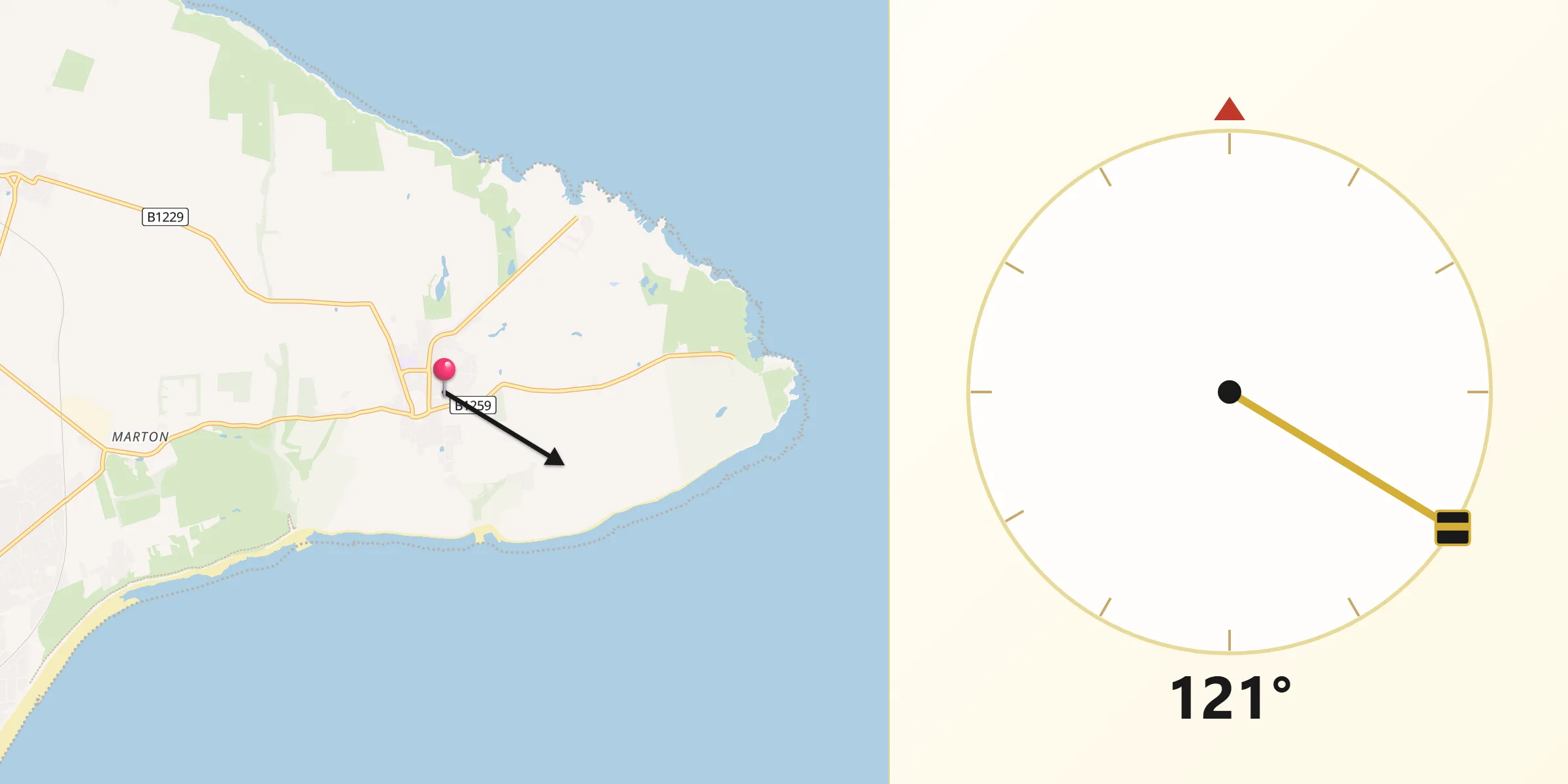 Qibla Direction from Flamborough