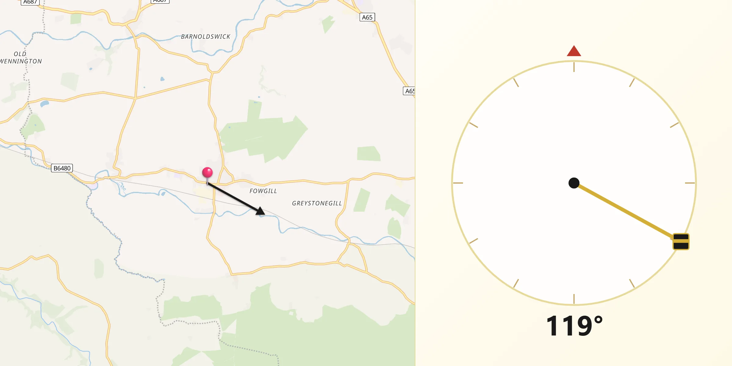 Qibla Direction from High Bentham