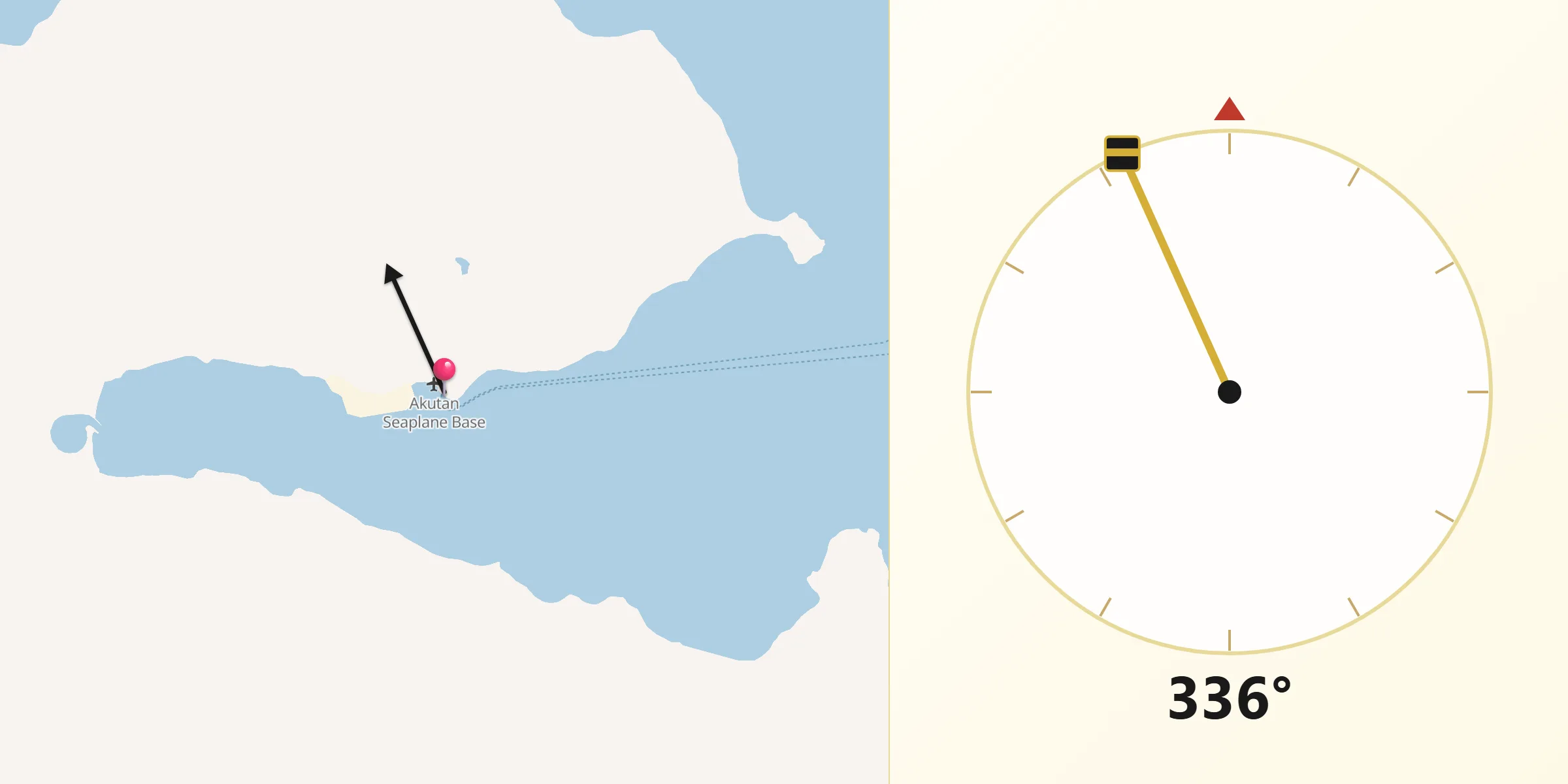 Qibla Direction from Akutan