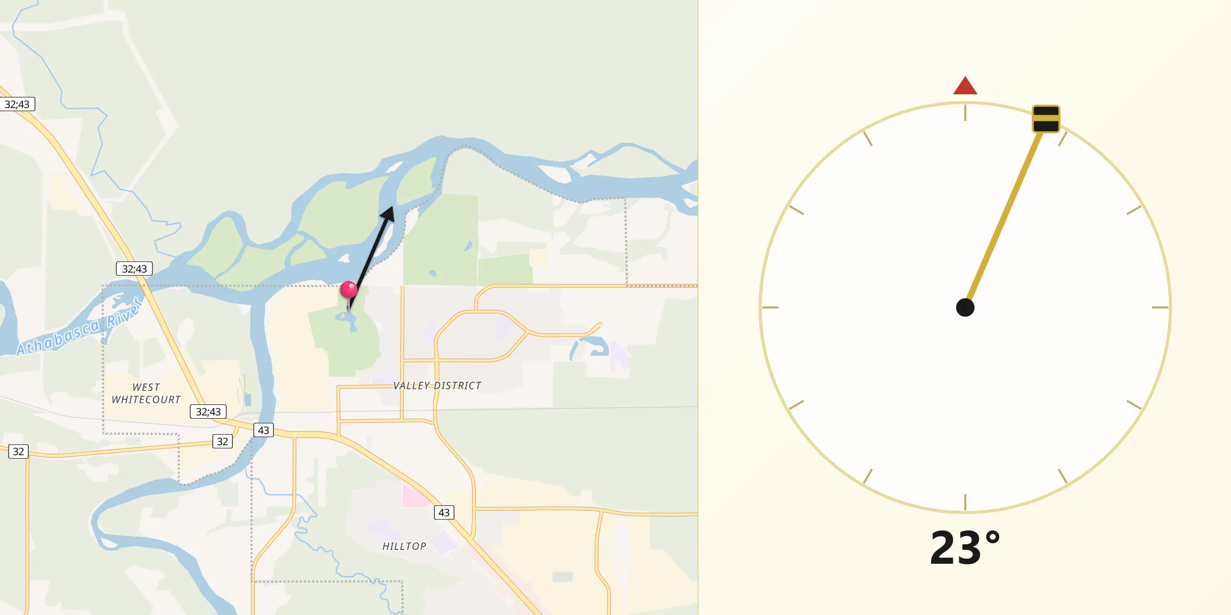 Qibla Direction from Whitecourt