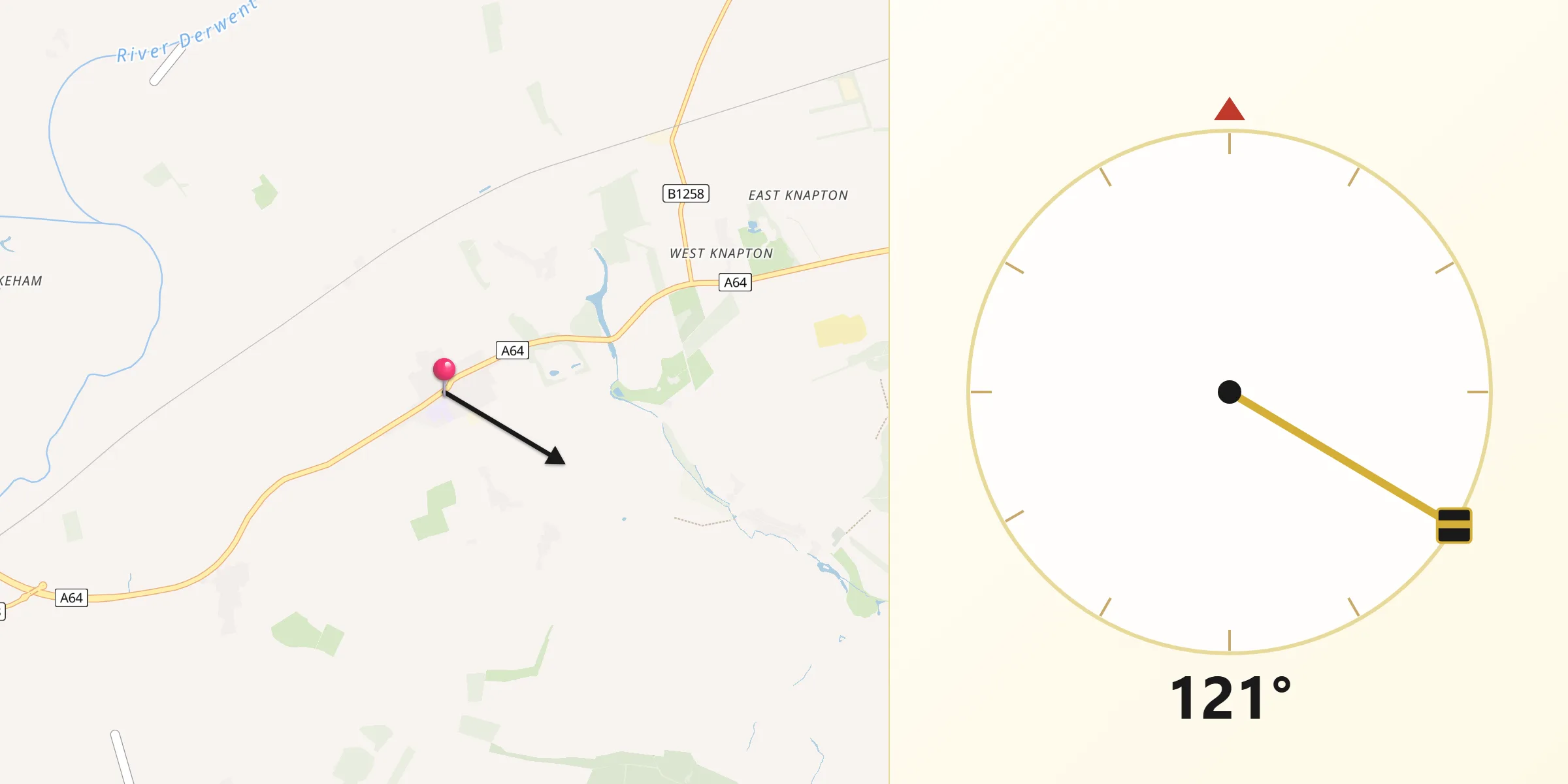 Qibla Direction from Rillington