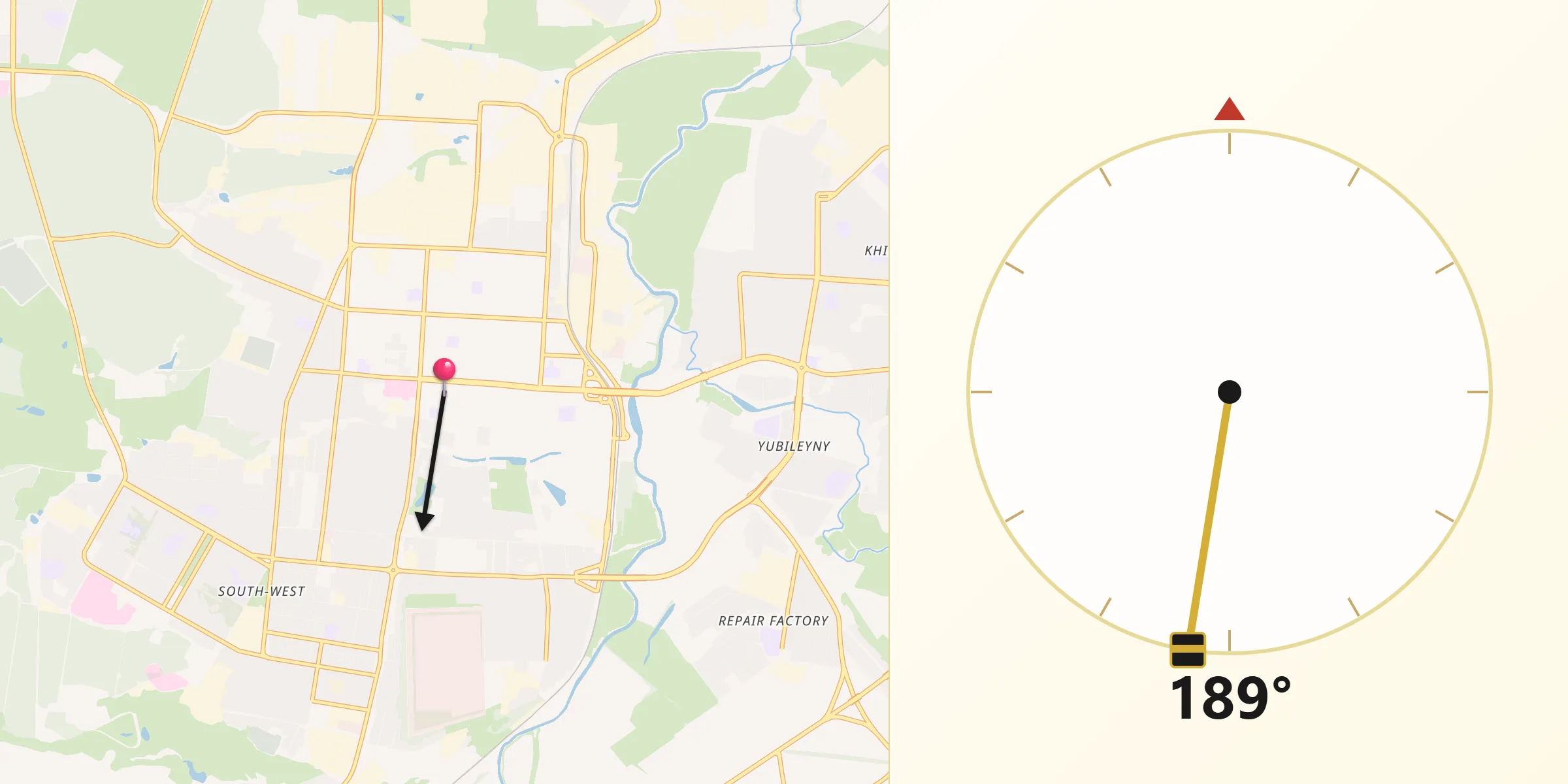 Direction vers la Qibla depuis Saransk