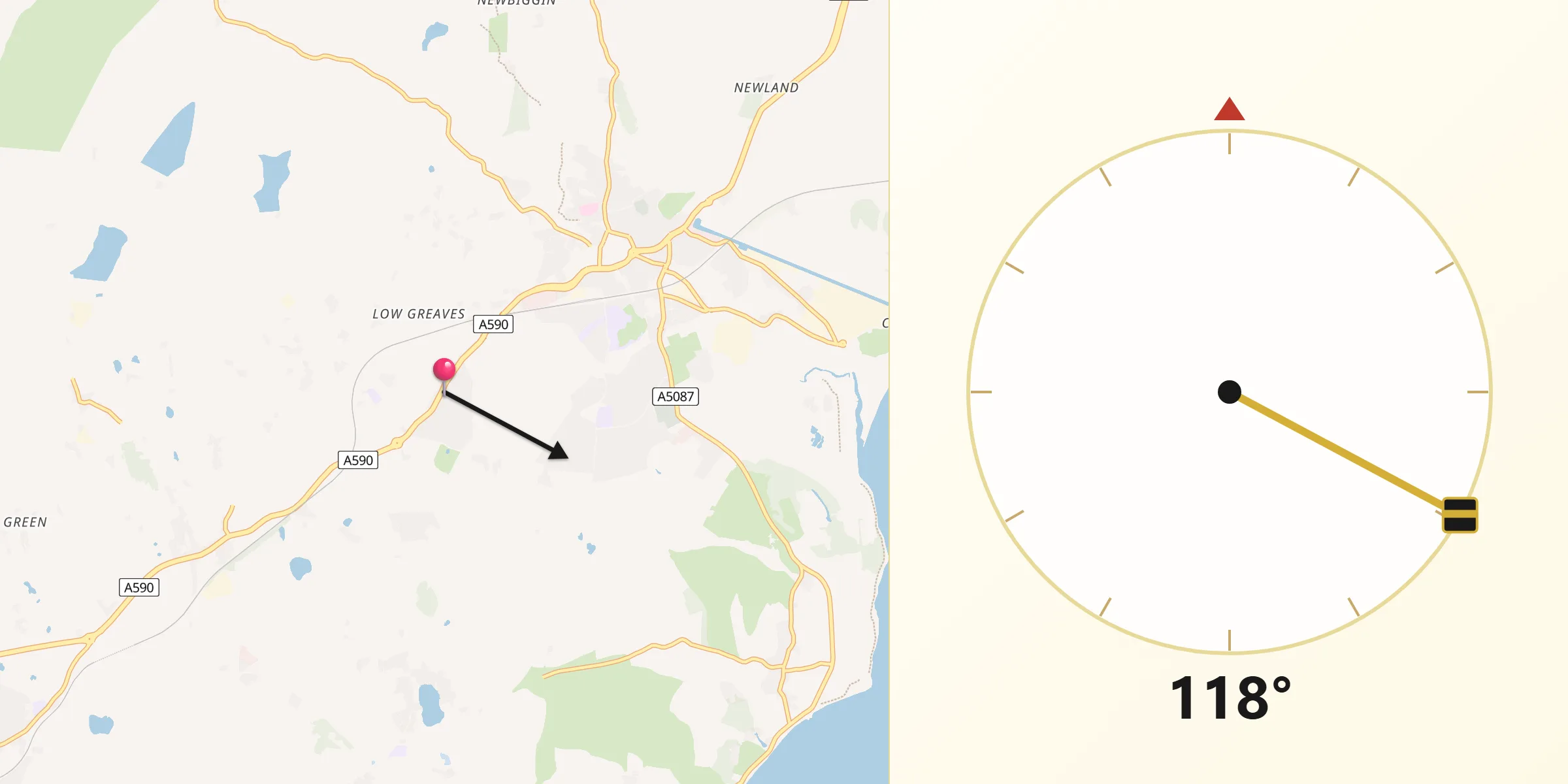 Qibla Direction from Swarthmoor